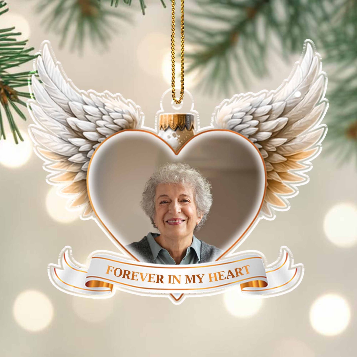 Forever in My Heart Heart and Wings Ornament