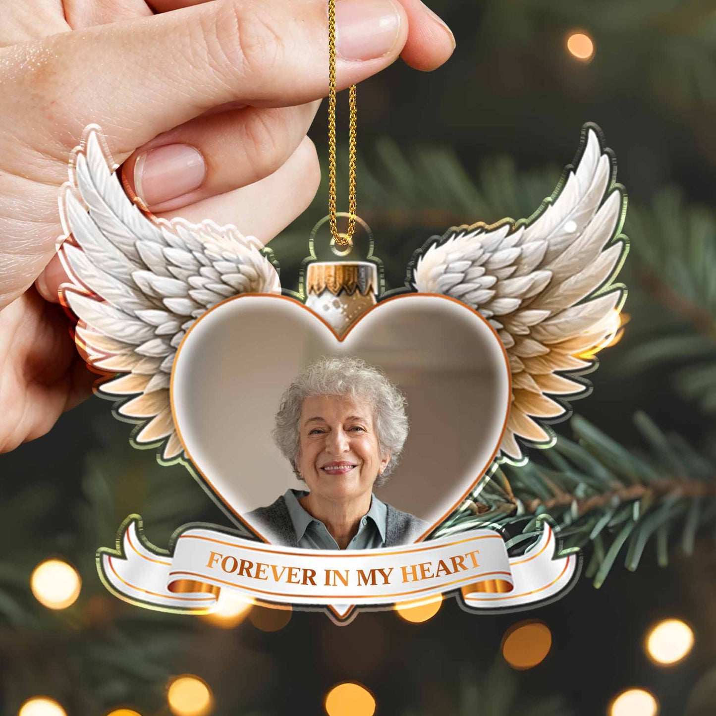 Forever in My Heart Heart and Wings Ornament