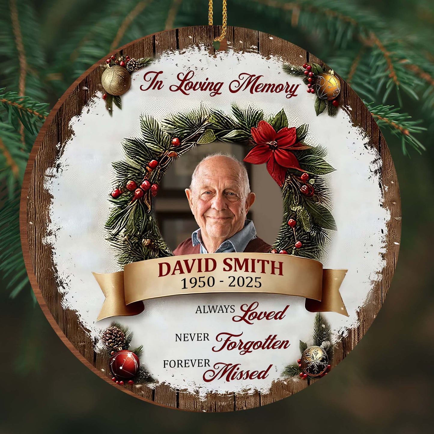 In Loving Memory, Always Loved, Forever Missed - Personalized Custom Wood Ornament, Custom Shaped - HME310_WDO