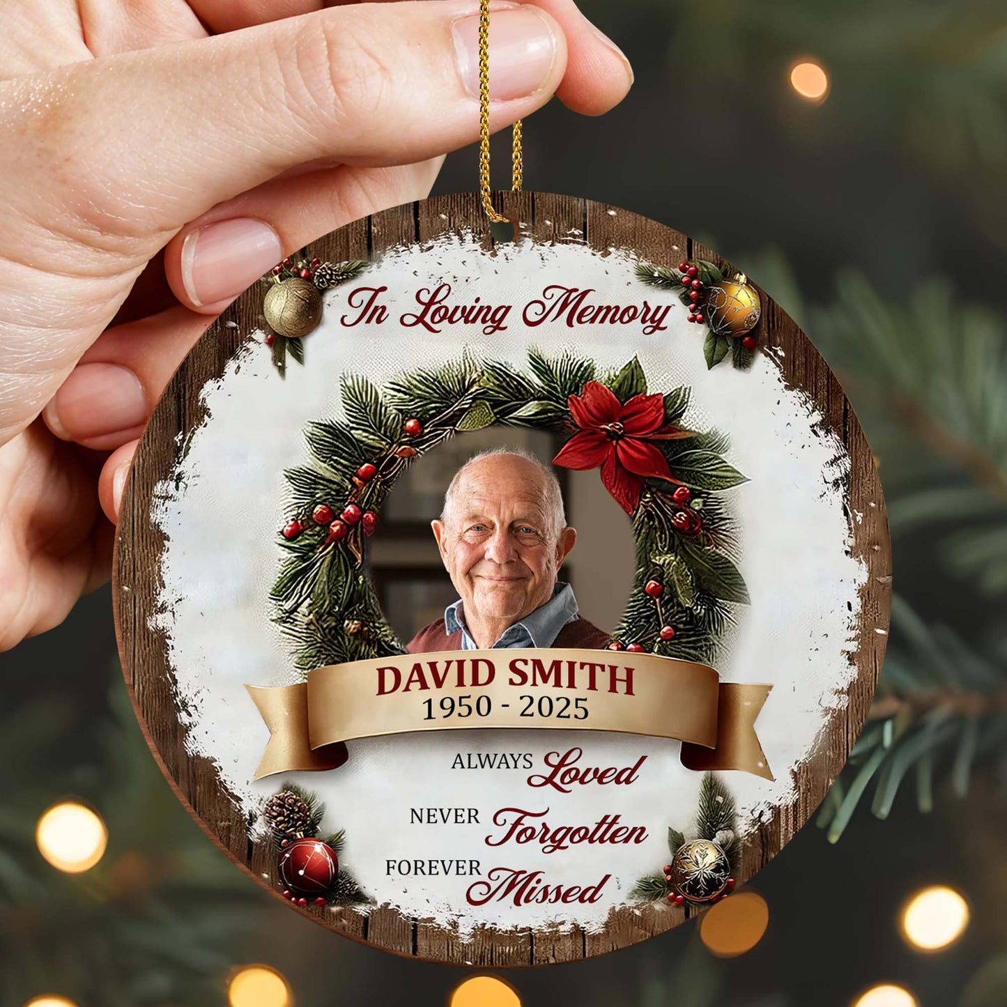 In Loving Memory, Always Loved, Forever Missed - Personalized Custom Wood Ornament, Custom Shaped - HME310_WDO