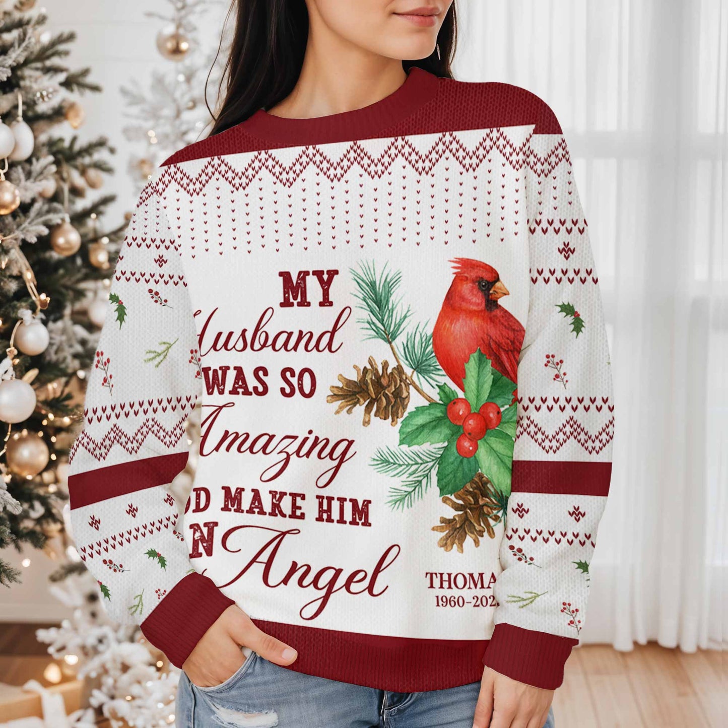 My Husband Was So Amazing God Make Him An Angel, Cardinal And Pine Cones