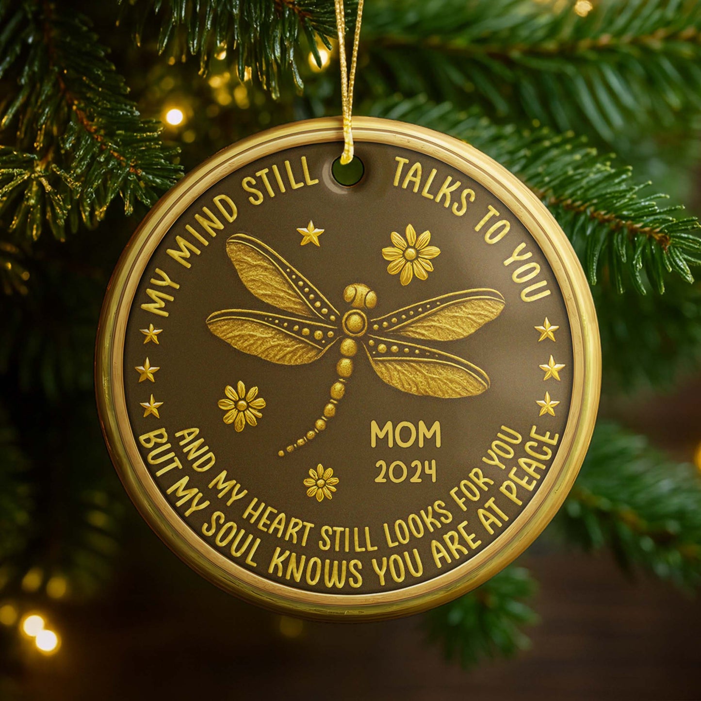 My Mind Still Talks To You Memorial Dragonfly Ornament