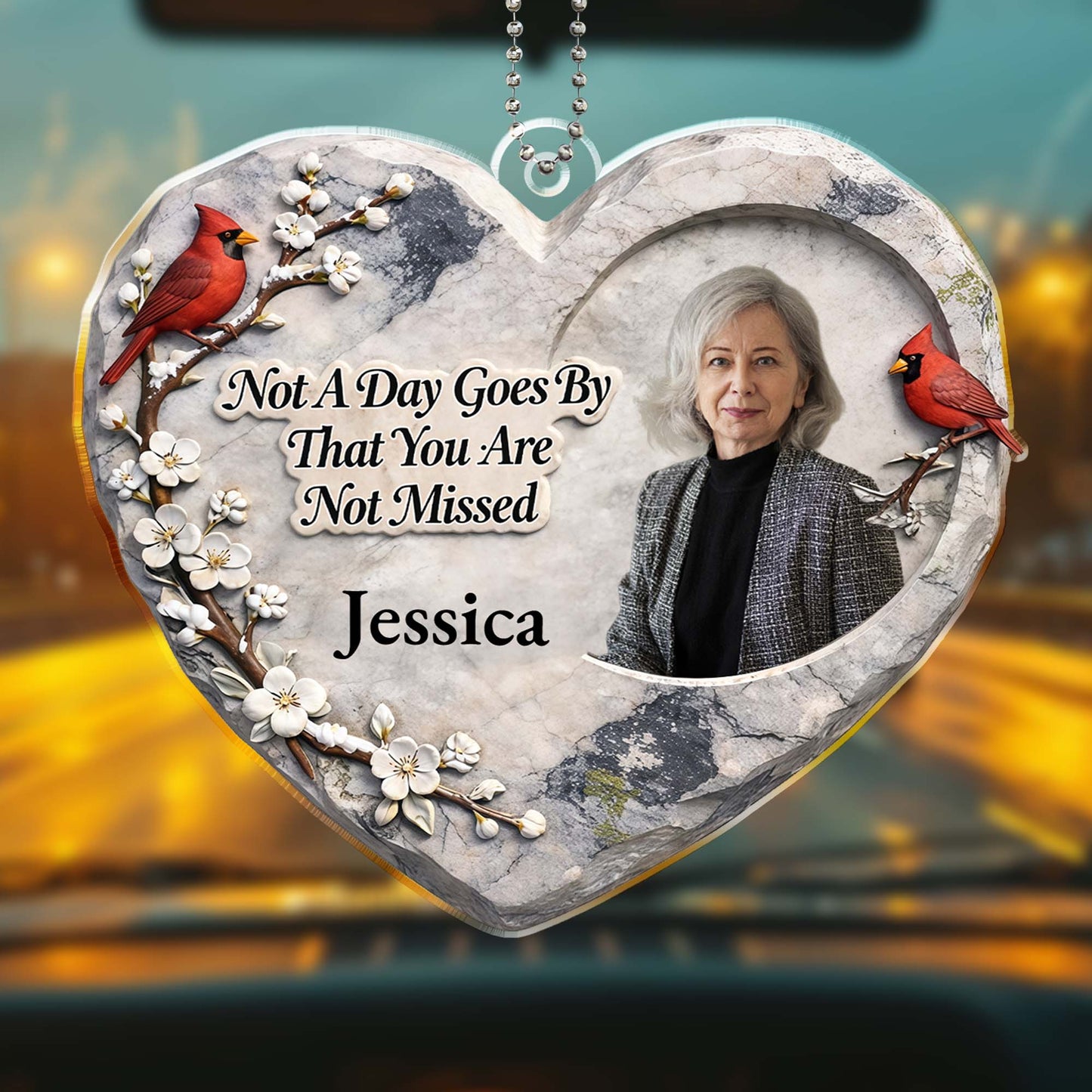 Not A Day Goes By That You Are Not Missed Cardinal Heart Ornament