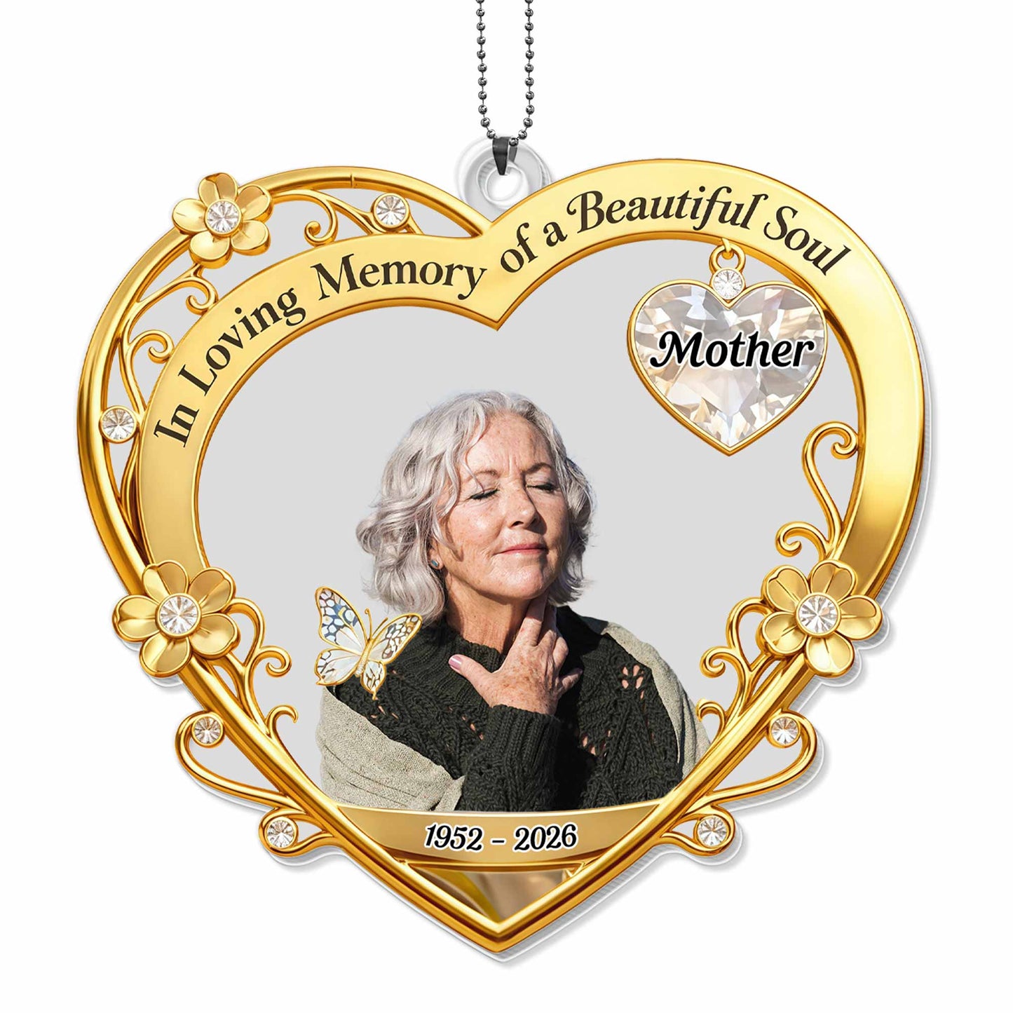 In Loving Memory of a Beautiful Soul, Heart With Flowers and Butterfly