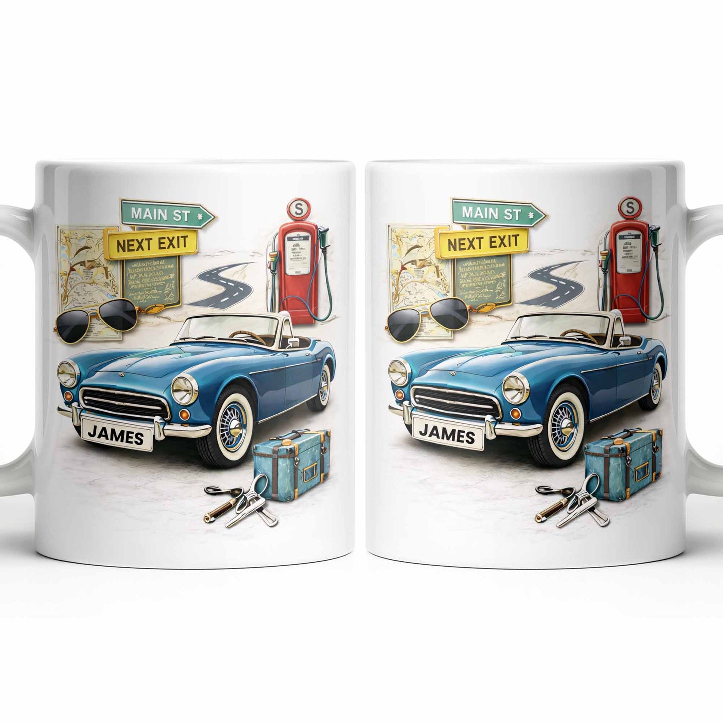 Main St Next Exit Vintage Car Design