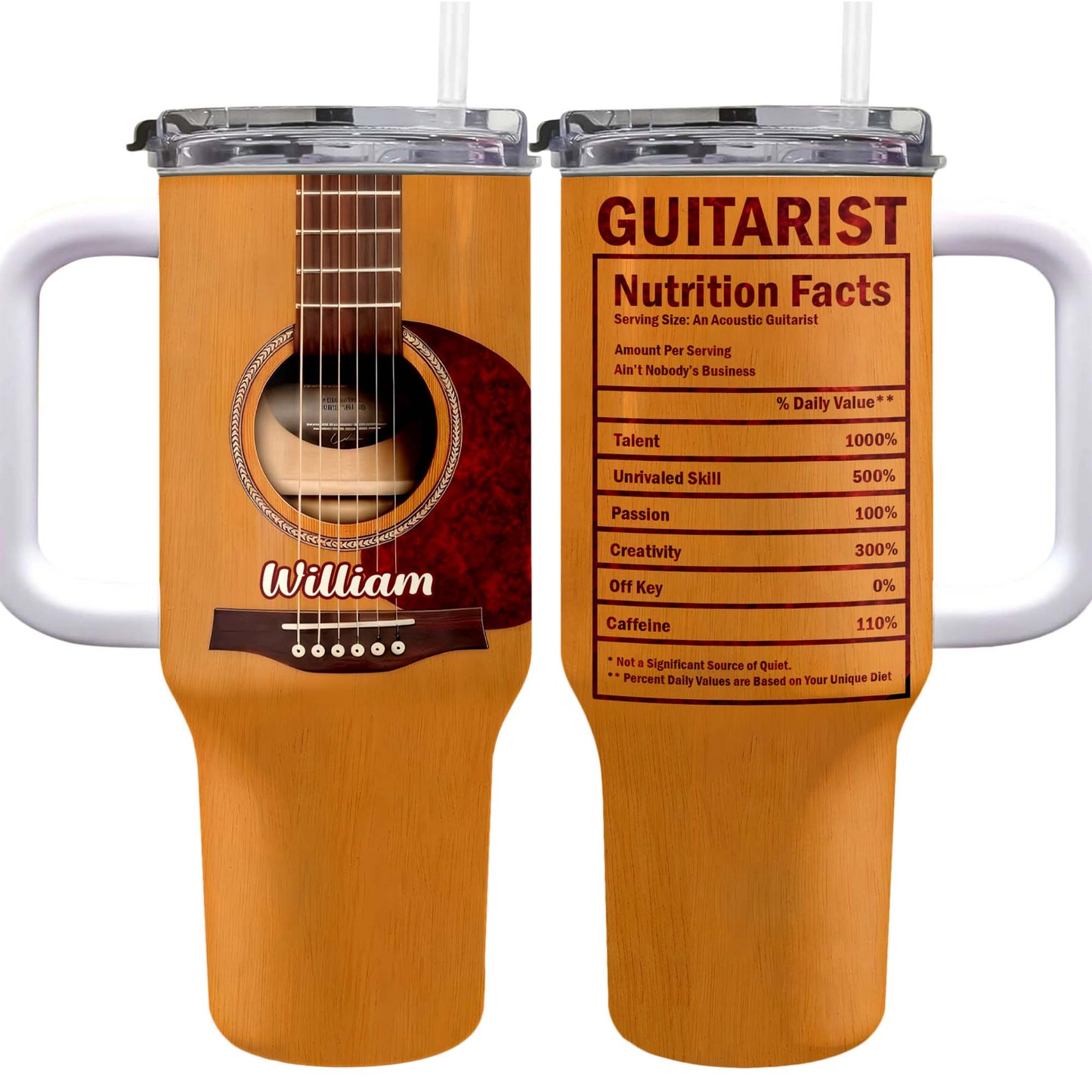 Guitarist Nutrition Facts Acoustic Guitar Musical Instrument - Personalized 40oz Tumbler With Straw - HOB062_TBS