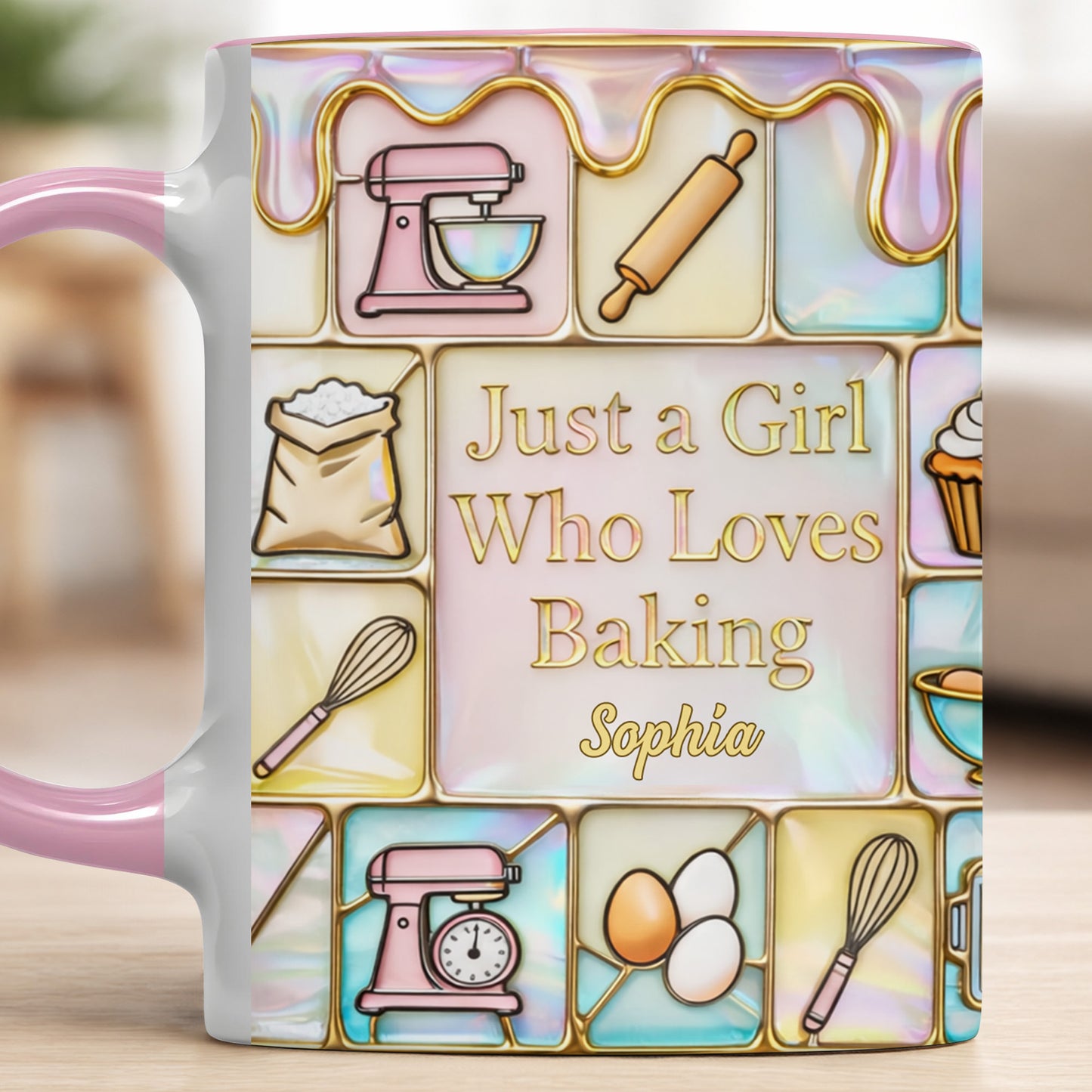 Just A Girl Who Loves Baking, Kitchen Essentials - Personalized Custom Accent Mug - HOB063_AMUG