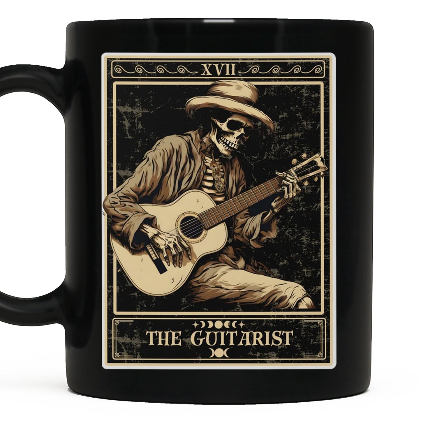 The Guitarist XVII Skeleton Tarot Card Playing Acoustic Guitar