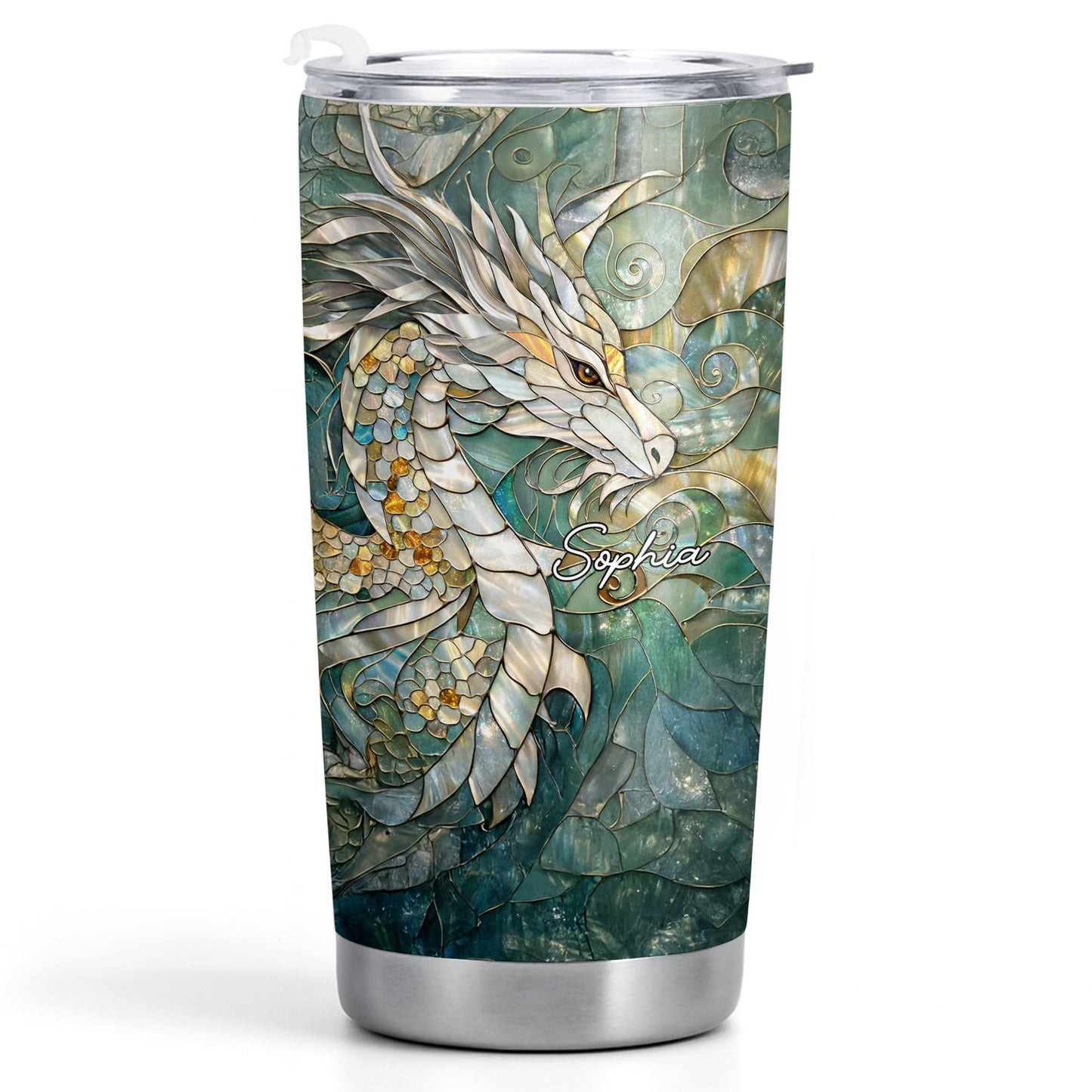 Mother Of Pearl Stained Glass Dragon Art Design