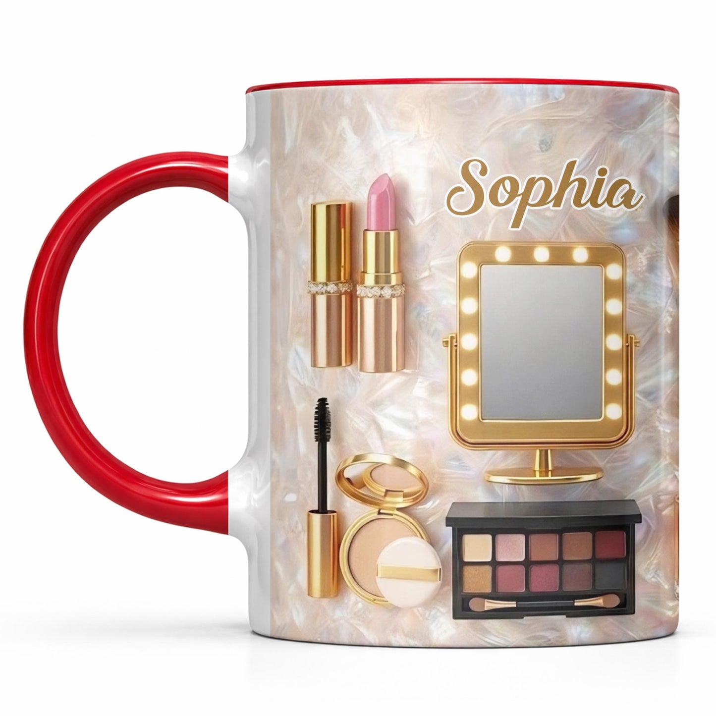 Chasing Dreams And Highlighting Themes Makeup Kit Mirror And Lipstick - Personalized Custom Accent Mug - HOB170_AMUG