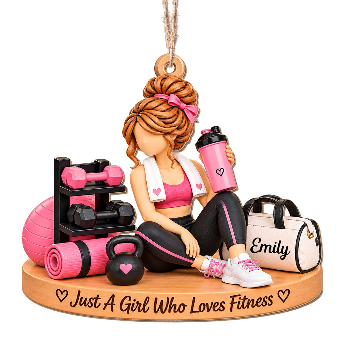 Just A Girl Who Loves Fitness Gym Girl With Dumbbells And Kettlebell - Personalized Custom Wood Ornament, Custom Shaped - HOB561_WDO