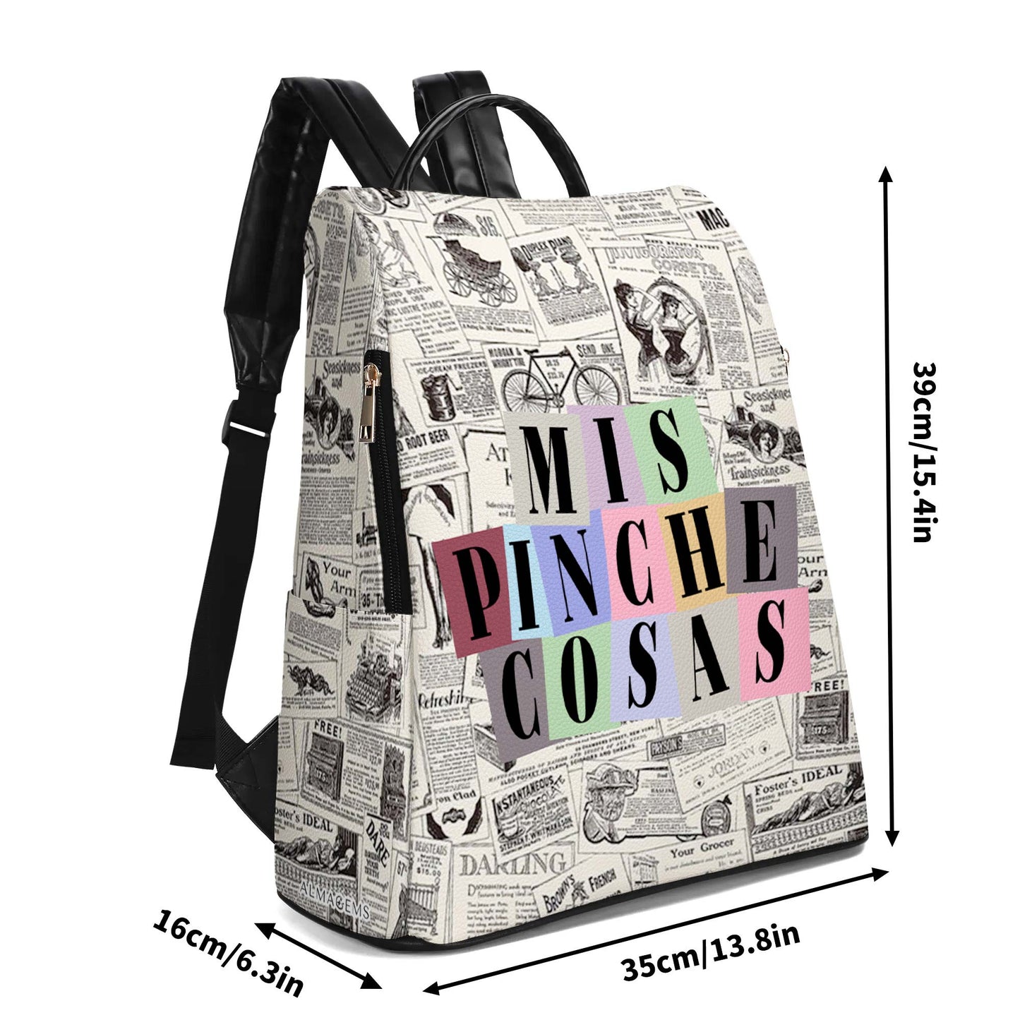 Mis Pinche Cosas - Mochila de cuero personalizada - HS001_BP