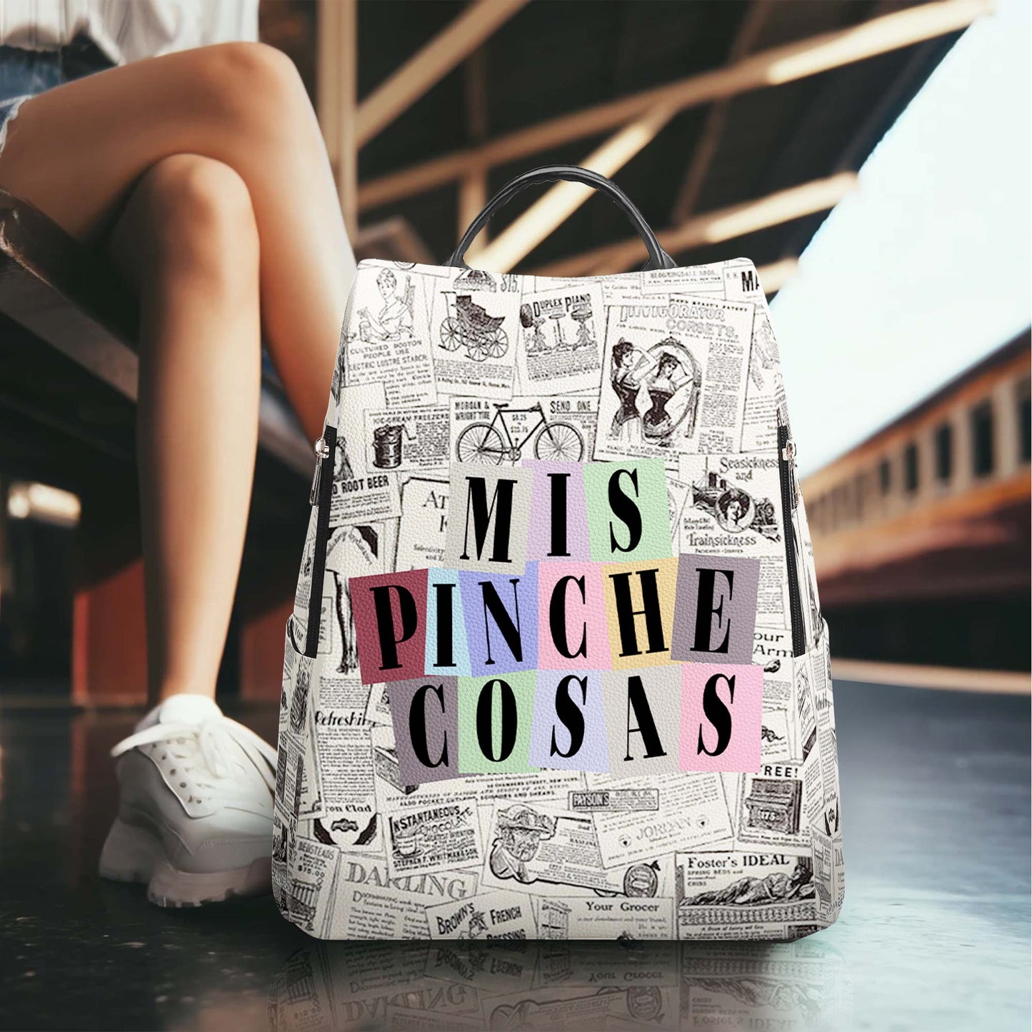 Mis Pinche Cosas - Mochila de cuero personalizada - HS001_BP