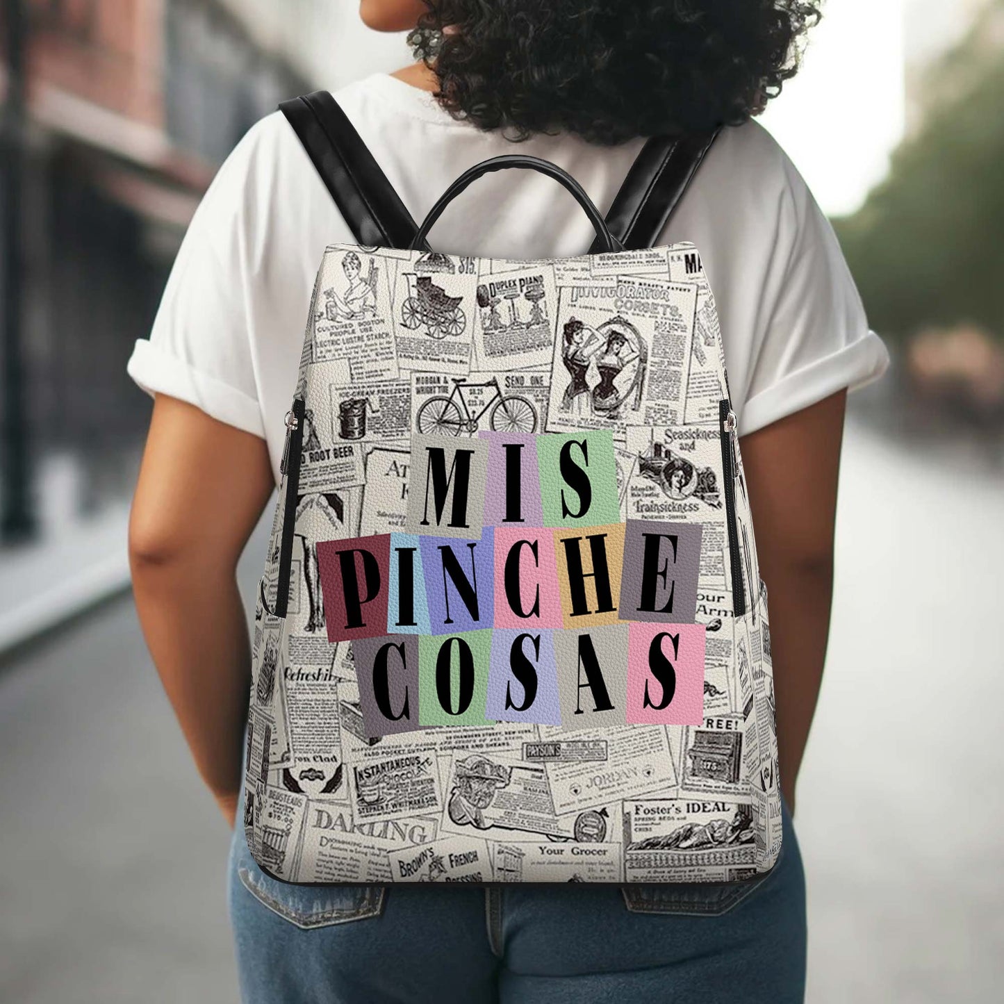 Mis Pinche Cosas - Mochila de cuero personalizada - HS001_BP