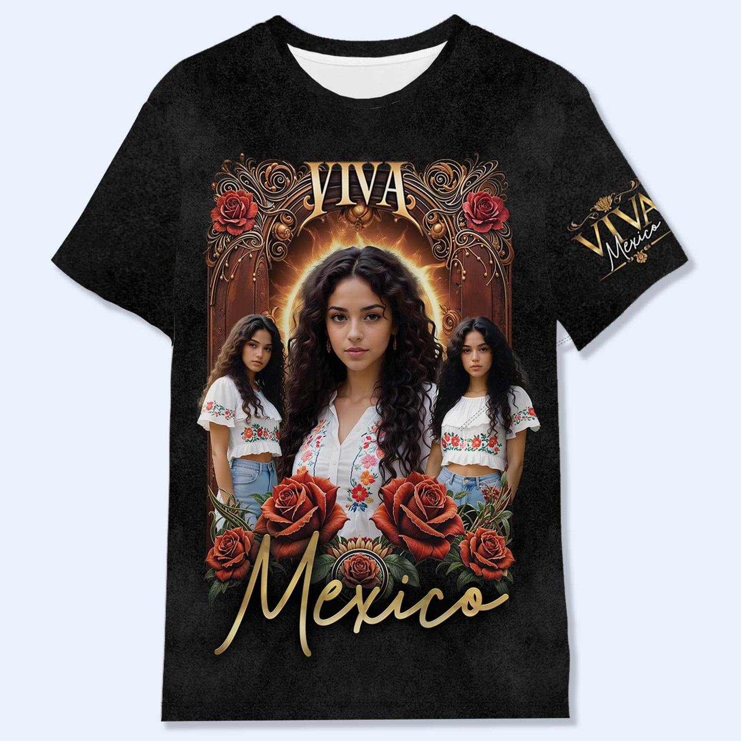 VIVA MEXICO - T-shirt unisexe personnalisé imprimé sur toute la surface - HS030_3T
