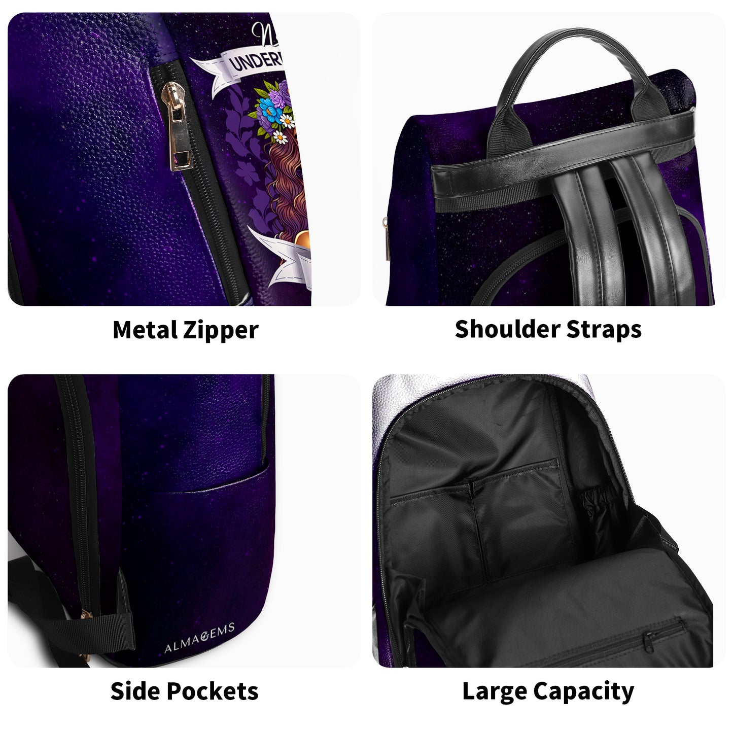 Ne sous-estimez jamais une reine hispanique - Sac à dos en cuir personnalisé - HS063_BP