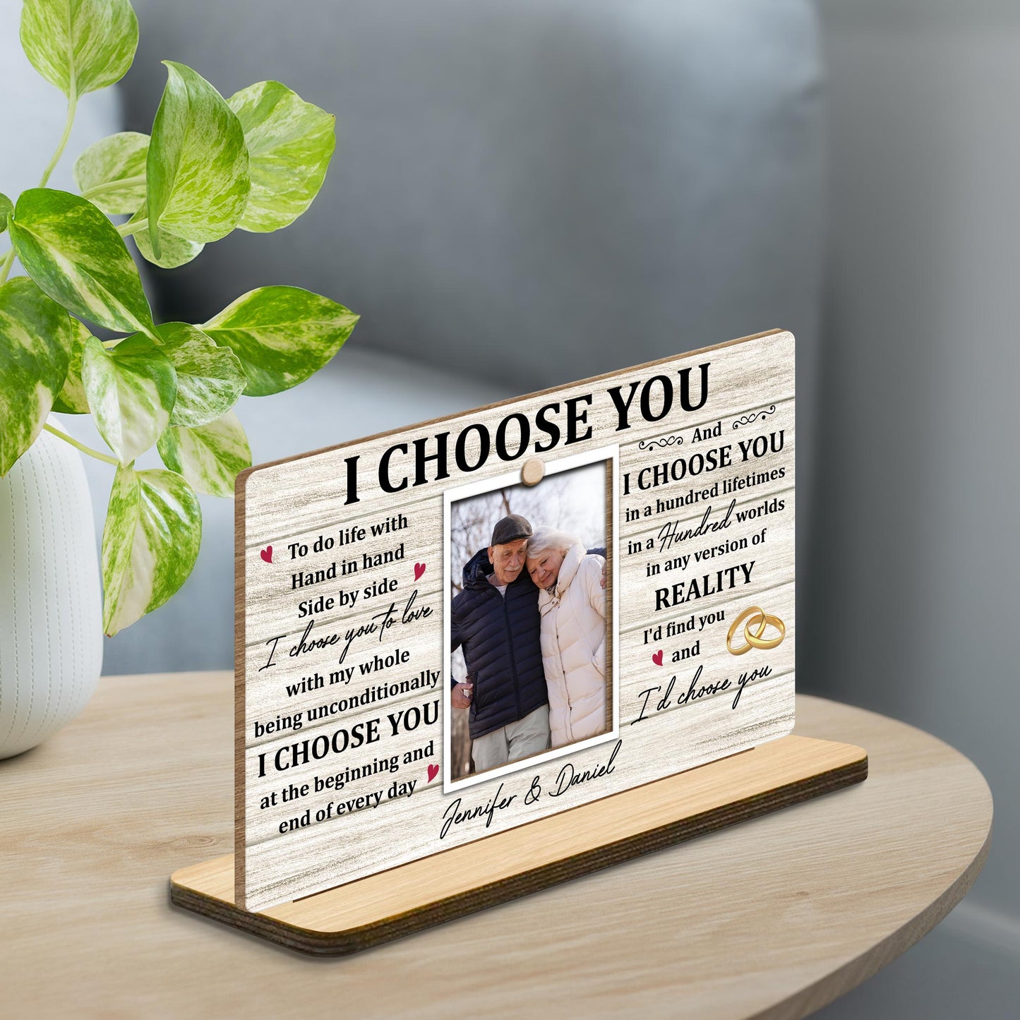 I Choose You, To do life with Hand in hand Side by side, Wedding Rings and Hearts