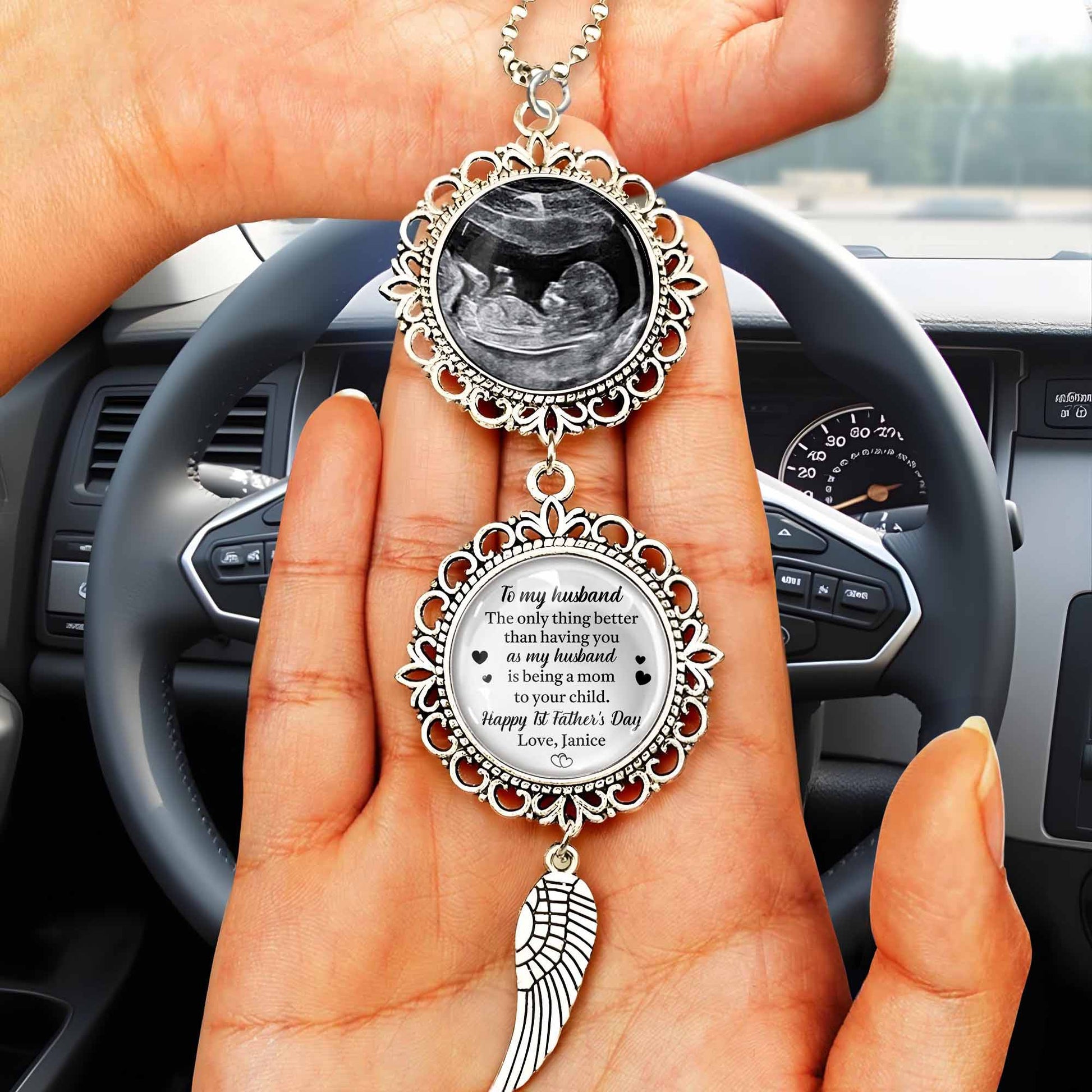 To My Husband, Being A Mom To Your Child, Angel Wing and Pendant Charm