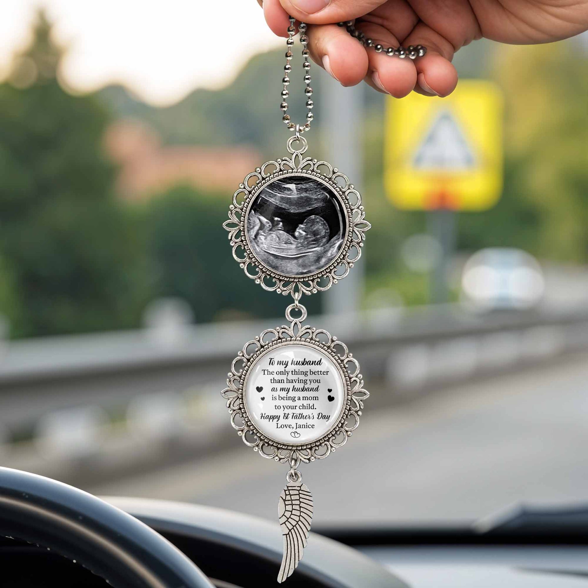 To My Husband, Being A Mom To Your Child, Angel Wing and Pendant Charm