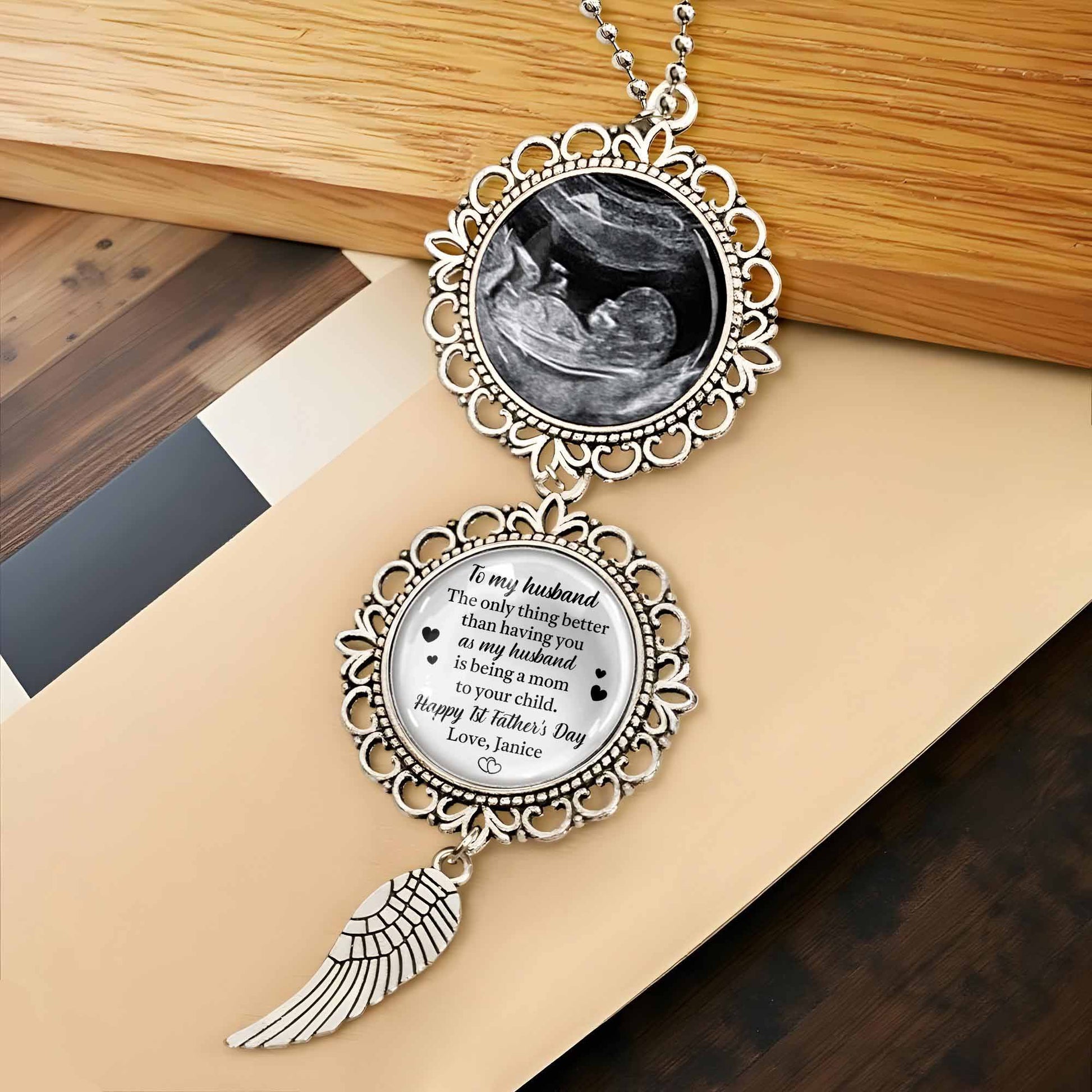 To My Husband, Being A Mom To Your Child, Angel Wing and Pendant Charm