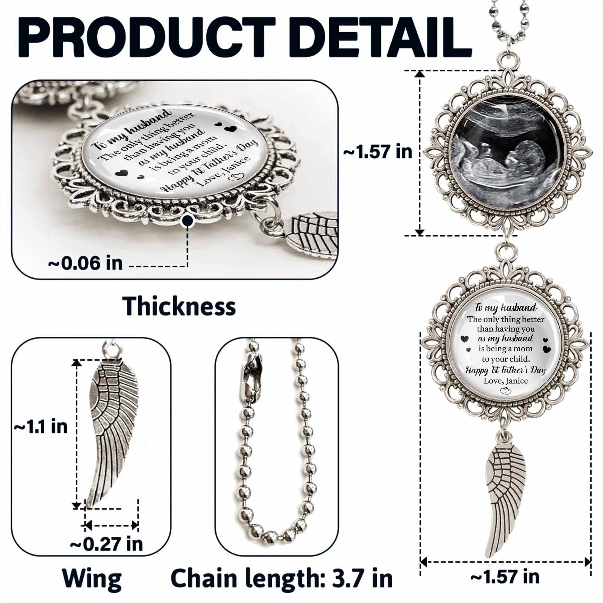 To My Husband, Being A Mom To Your Child, Angel Wing and Pendant Charm