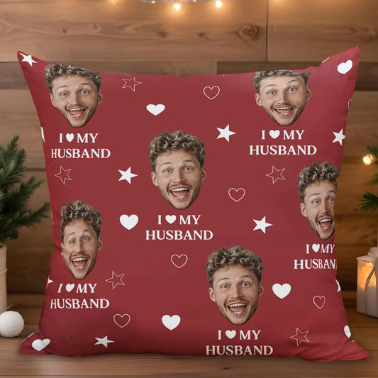 I Love My Husband Celebration Pillow With Hearts And Stars