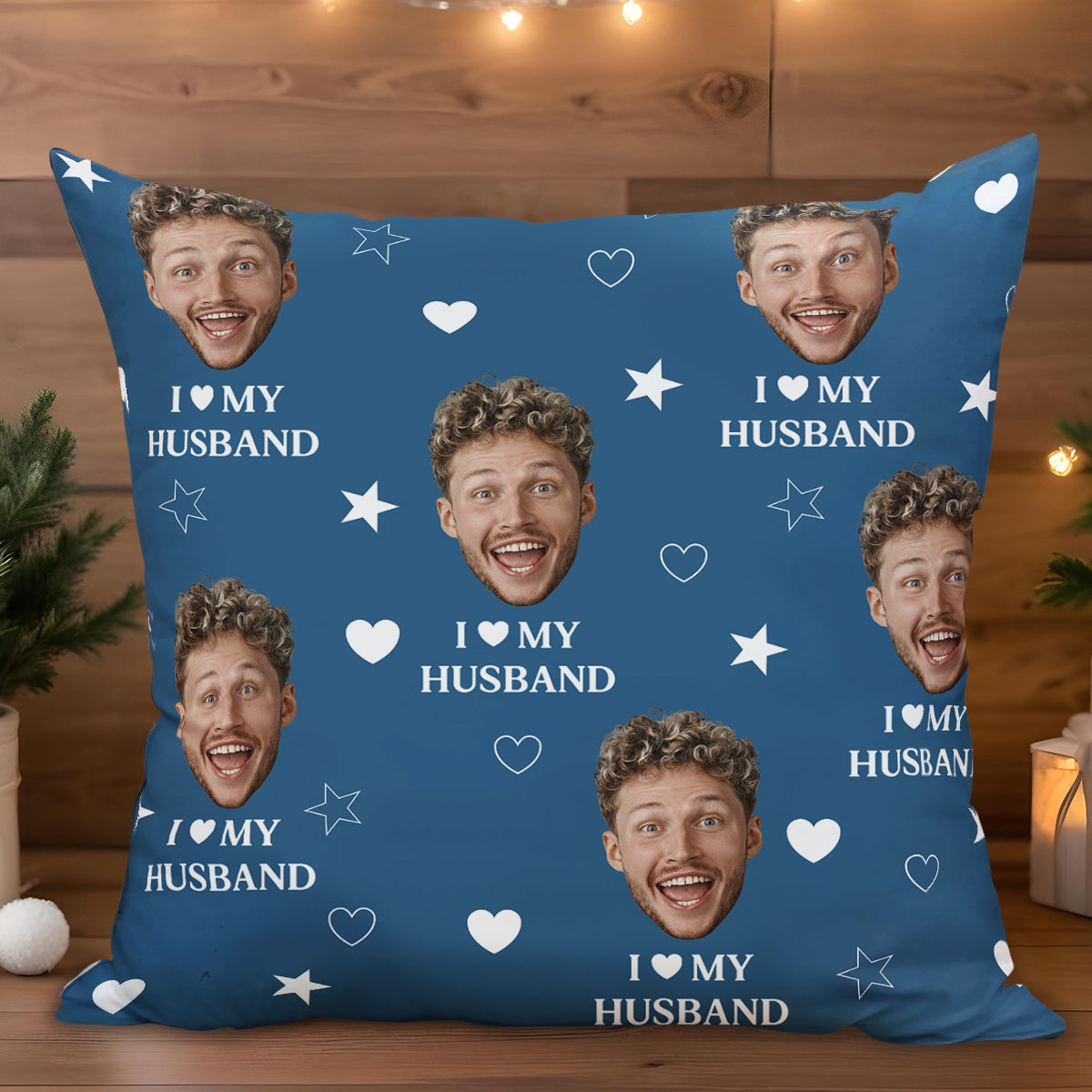 I Love My Husband Celebration Pillow With Hearts And Stars