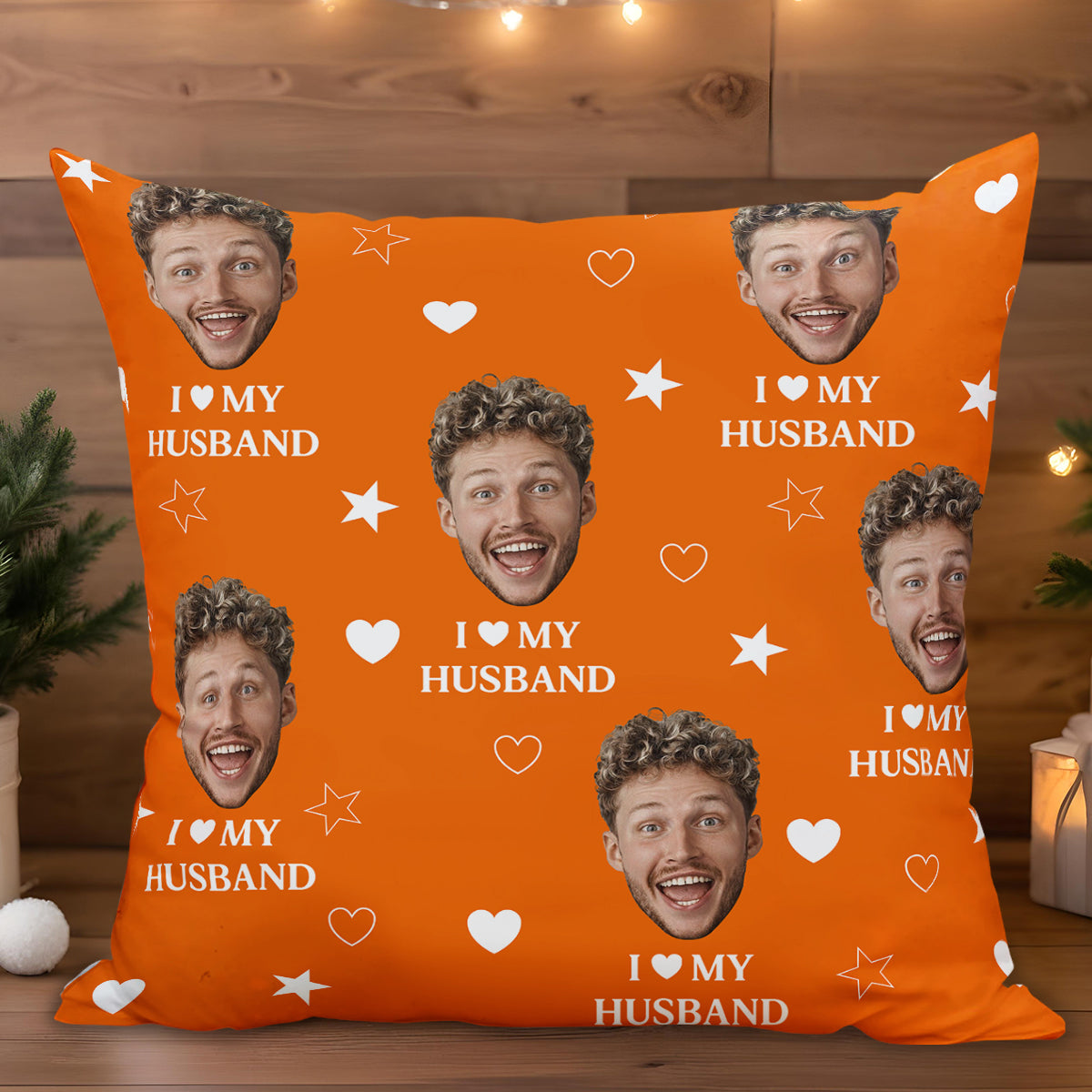 I Love My Husband Celebration Pillow With Hearts And Stars