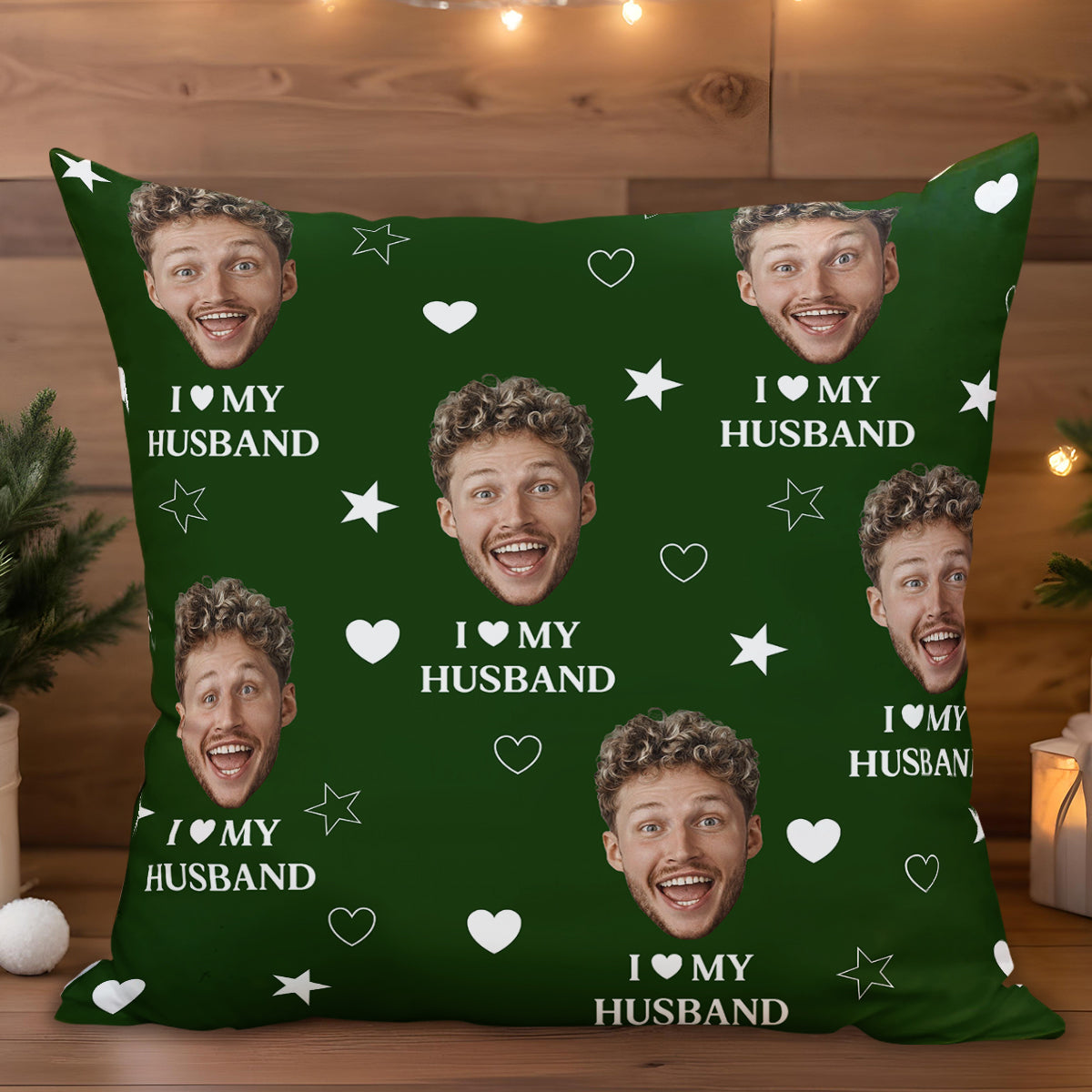 I Love My Husband Celebration Pillow With Hearts And Stars