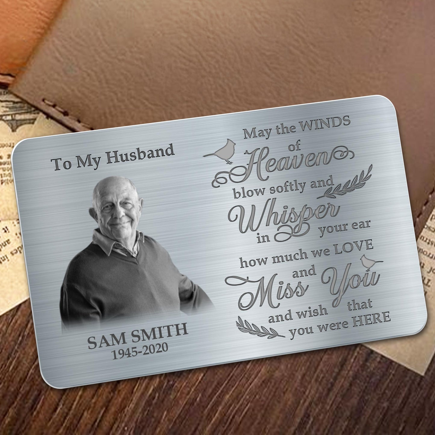 Loving Whisper To Husband With Bird And Leaves Design