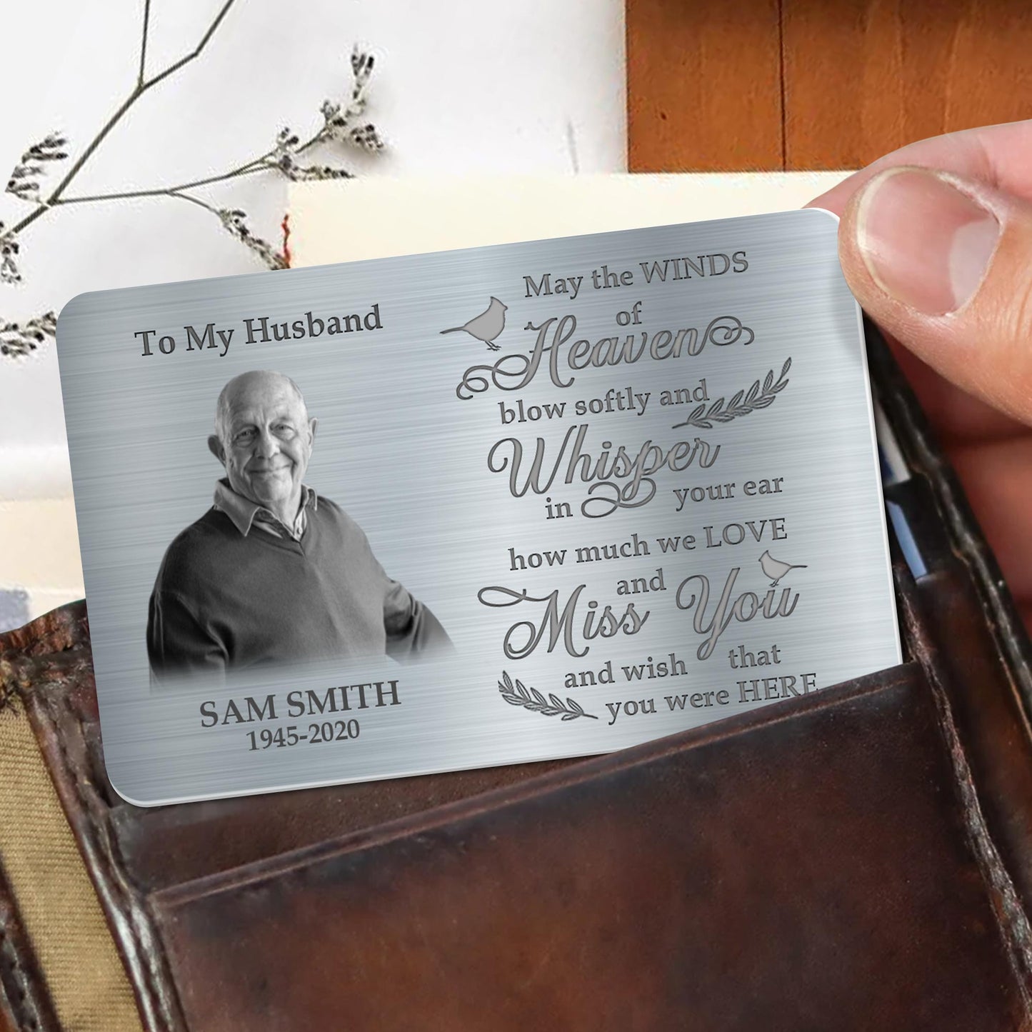 Loving Whisper To Husband With Bird And Leaves Design