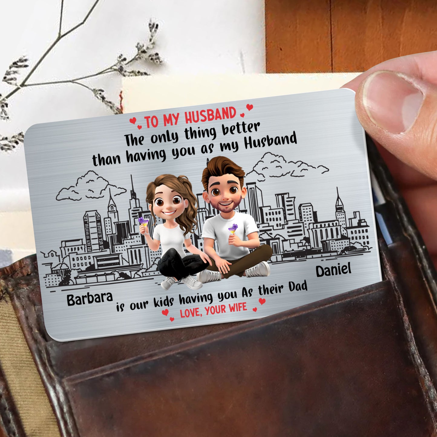 To My Husband, The Only Thing Better Than Having You As My Husband, Cartoon Couple And Cityscape