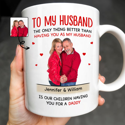 À mon mari, le plus beau cadeau de nos enfants - Tasse à café personnalisée - HSB018_MG