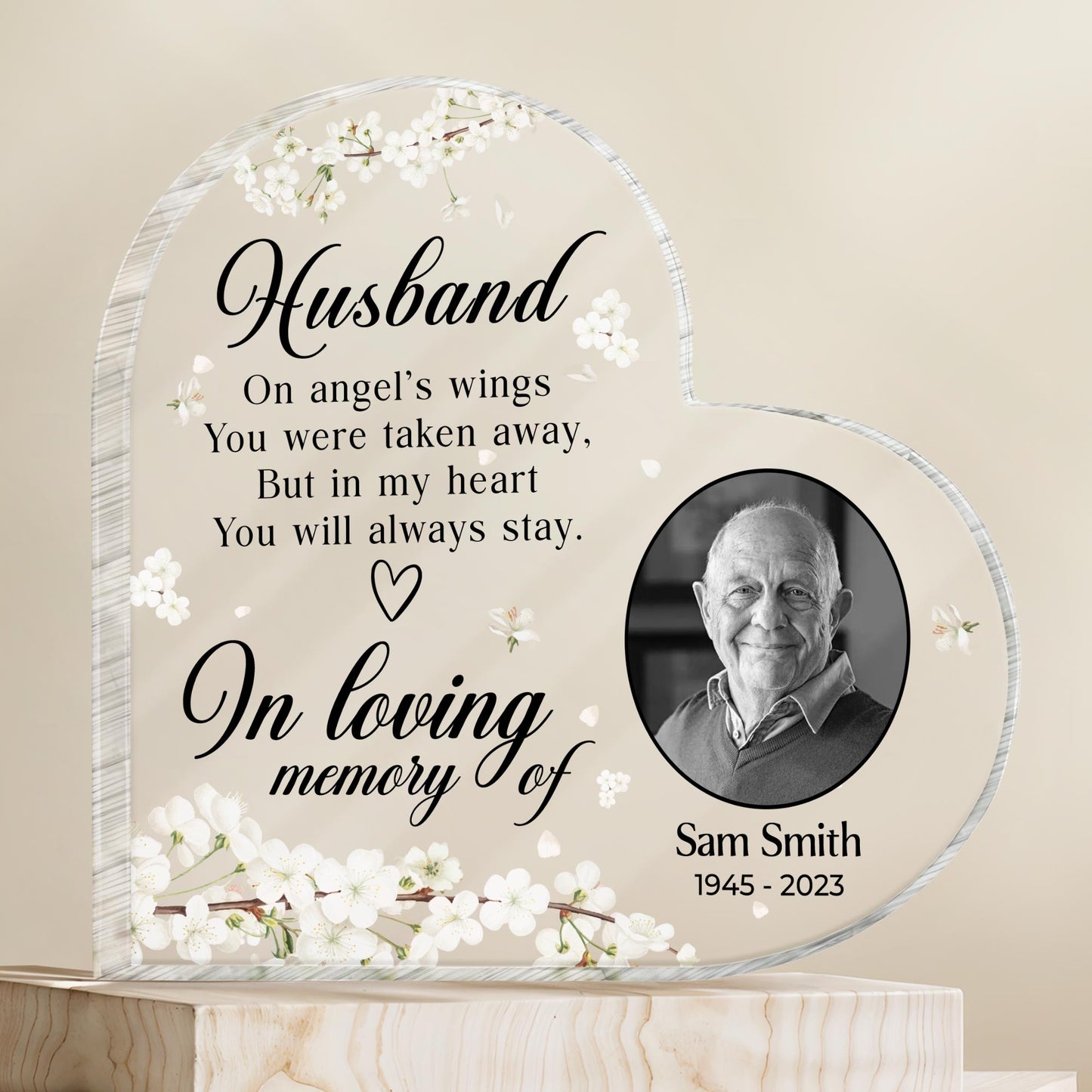 In Loving Memory Of Husband Angel Wings Heart Shaped Tribute