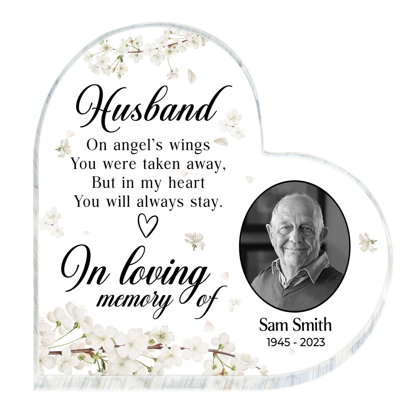 In Loving Memory Of Husband Angel Wings Heart Shaped Tribute