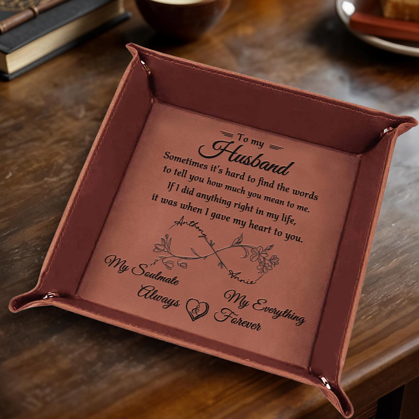 To My Husband, Sometimes It's Hard To Find The Words, Heart And Floral Elements