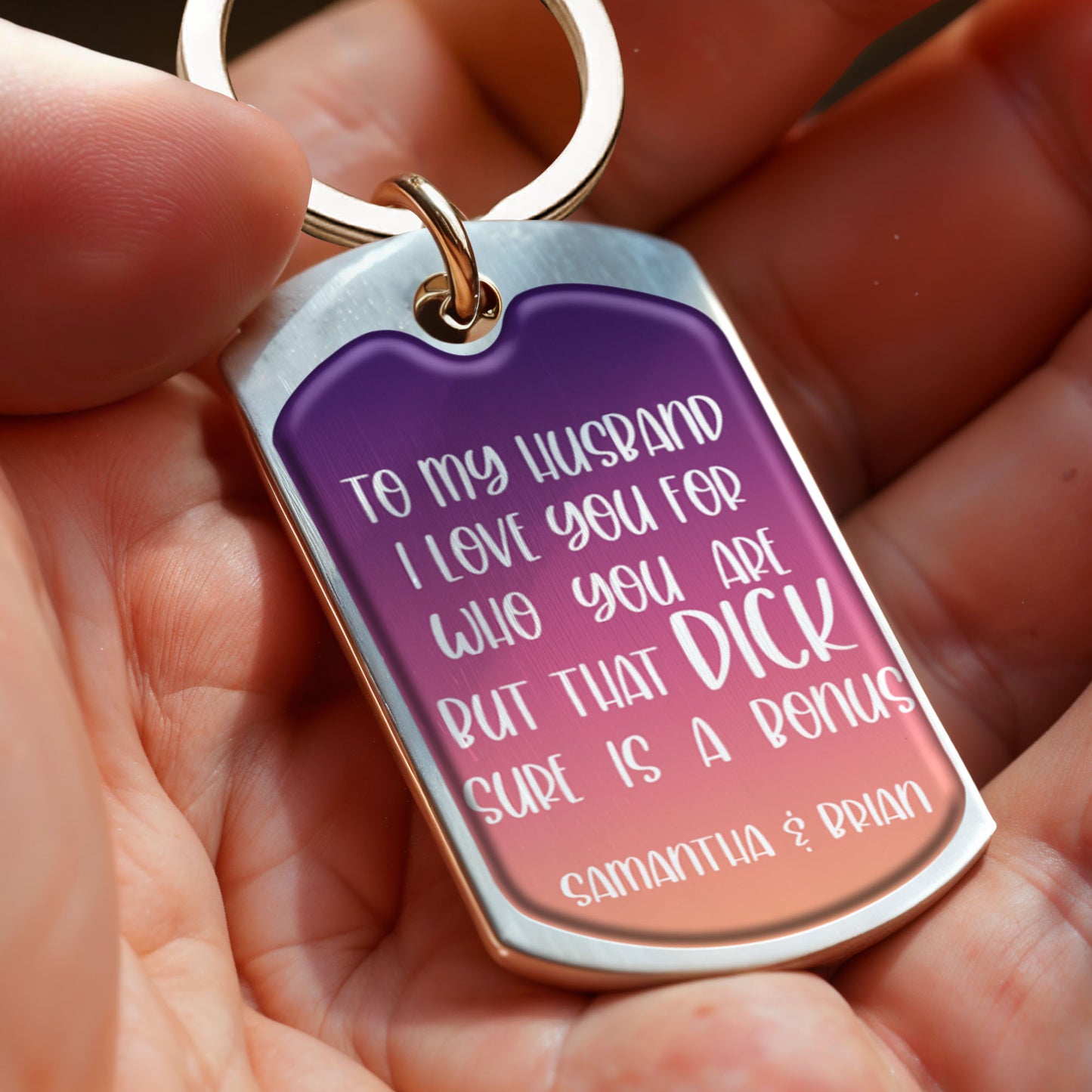 To My Husband I Love You For Who You Are, Heart and Couple - Personalized Custom Keychain - HSB032_KCH