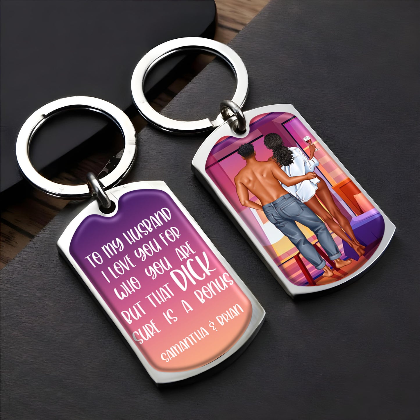 To My Husband I Love You For Who You Are, Heart and Couple - Personalized Custom Keychain - HSB032_KCH