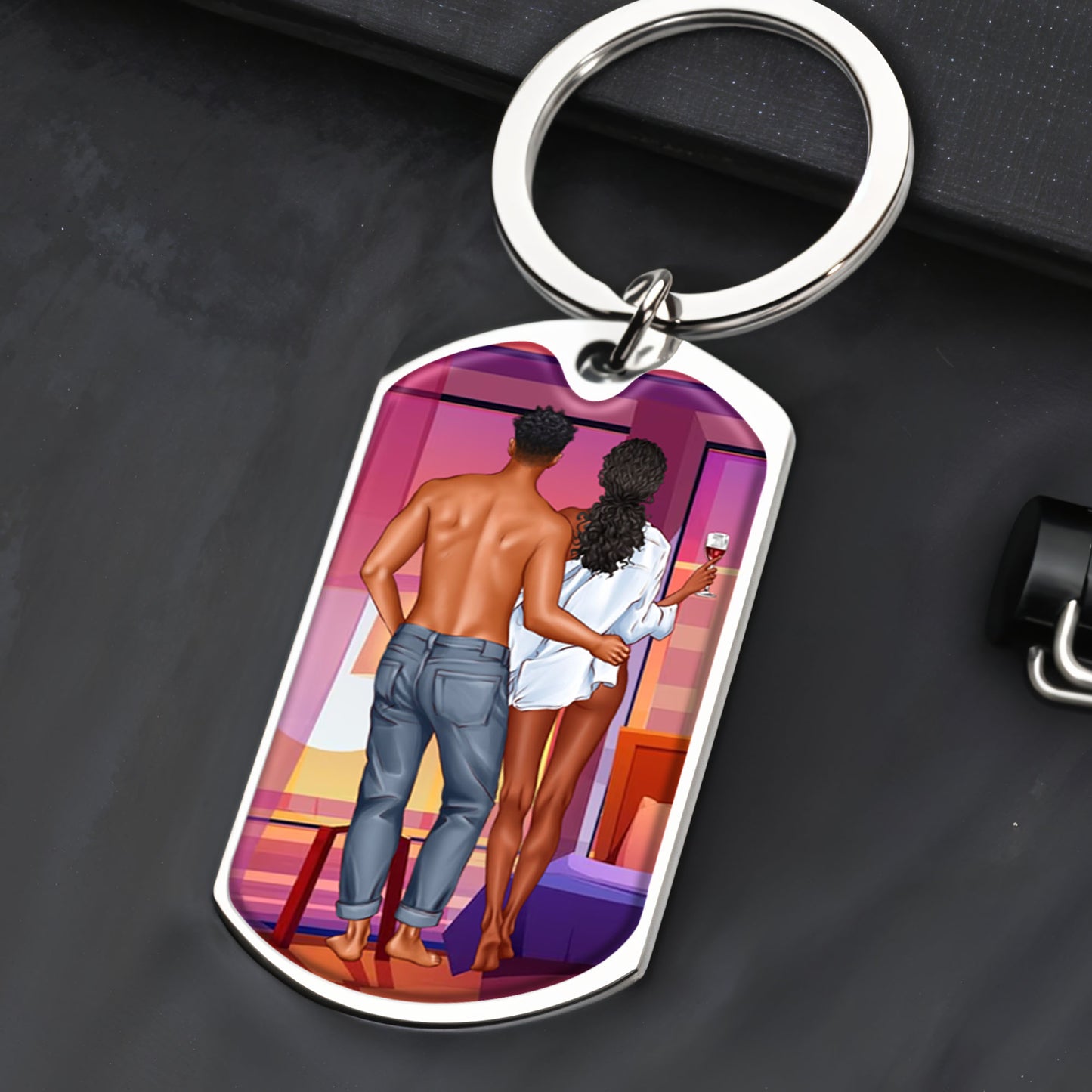 To My Husband I Love You For Who You Are, Heart and Couple - Personalized Custom Keychain - HSB032_KCH