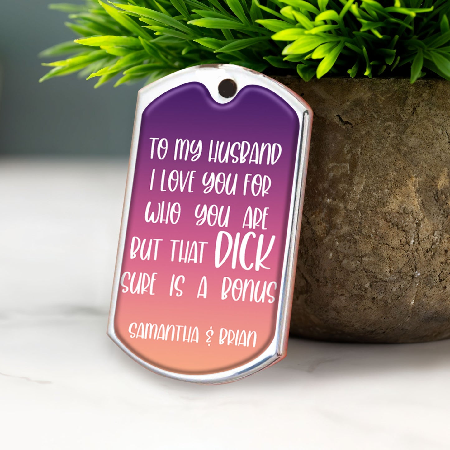 To My Husband I Love You For Who You Are, Heart and Couple - Personalized Custom Keychain - HSB032_KCH