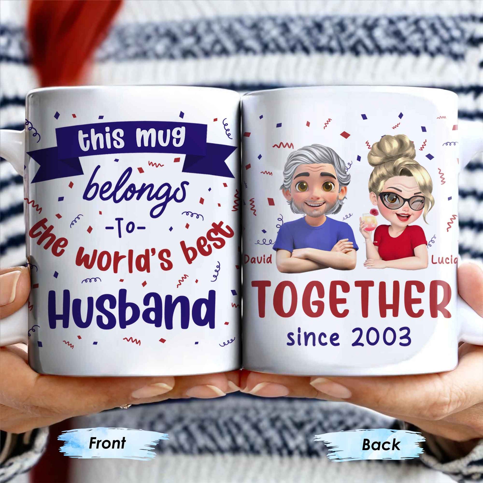 Together Since 2003, Cartoon Couple and Confetti