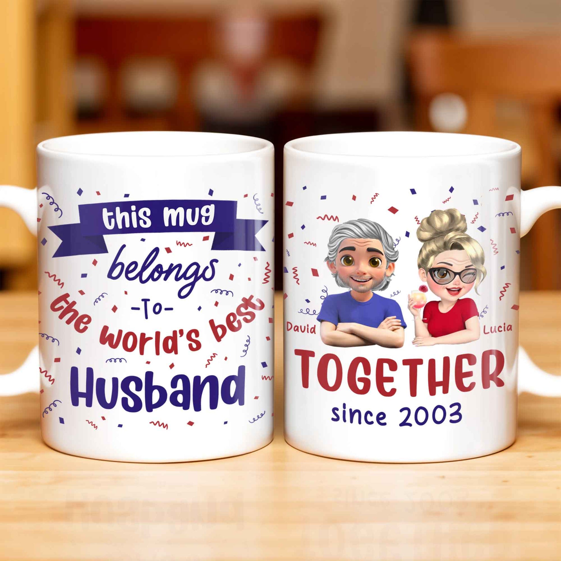 Together Since 2003, Cartoon Couple and Confetti