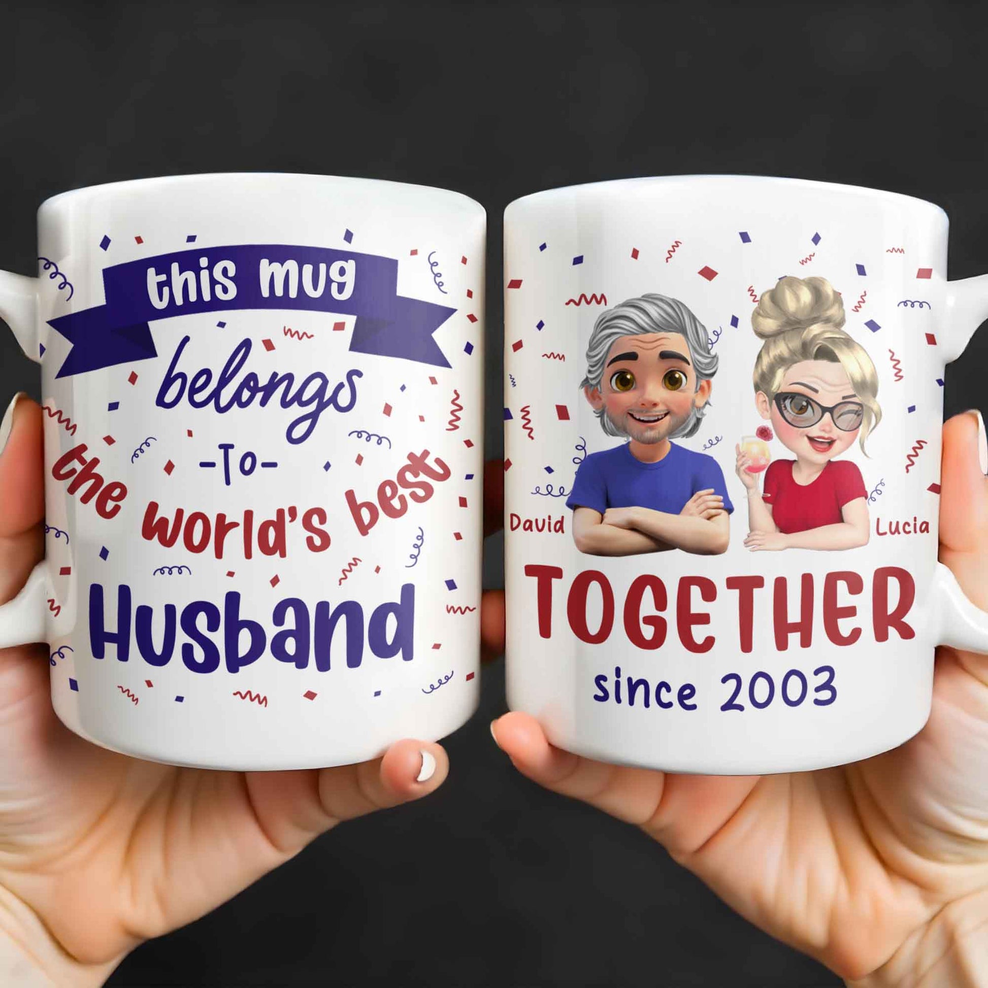 Together Since 2003, Cartoon Couple and Confetti