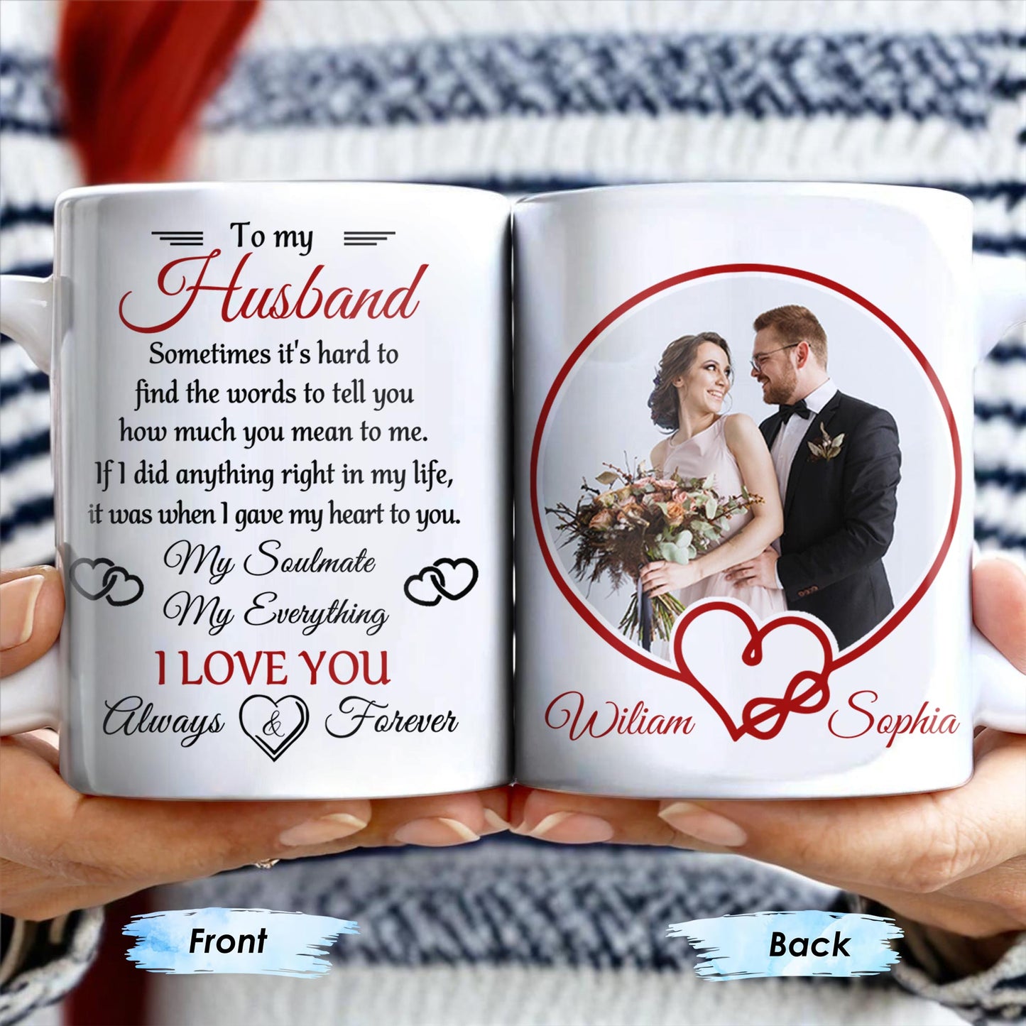 To My Husband, Sometimes It's Hard To Find The Words To Tell You, Wedding Couple and Hearts