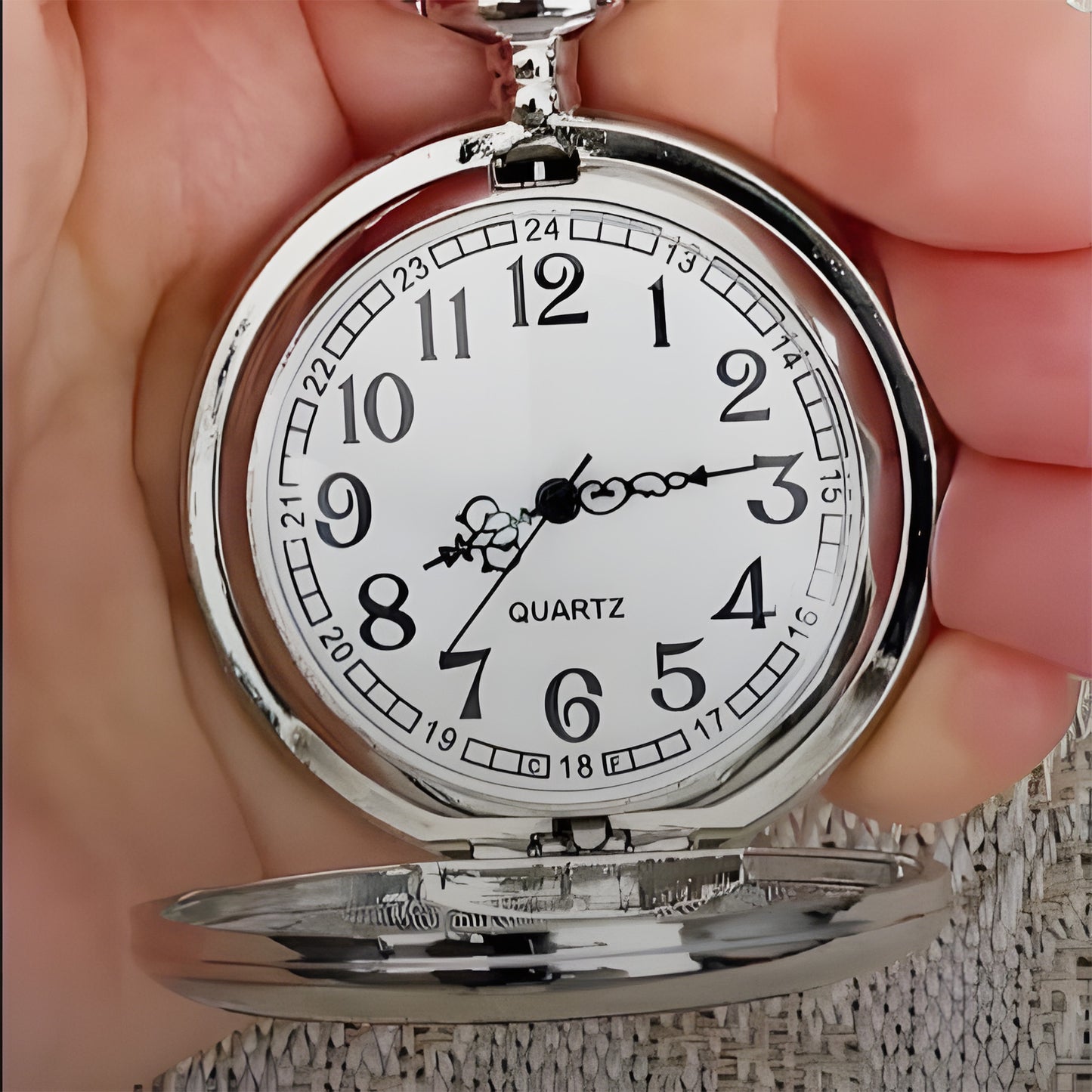 To My Groom Today I'm Your Bride With Hearts - Personalized Silver Plated Pocket Watch - HSB051_SWATCH