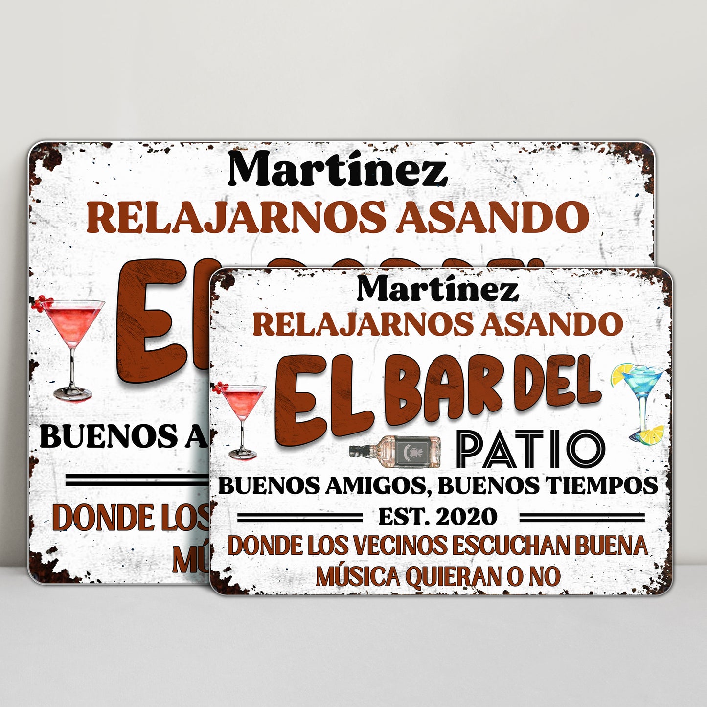 Relajarnos Asando El Bar Del Patio, Summer Gatherings - Panneau métallique personnalisé - HSB052_MSIGN
