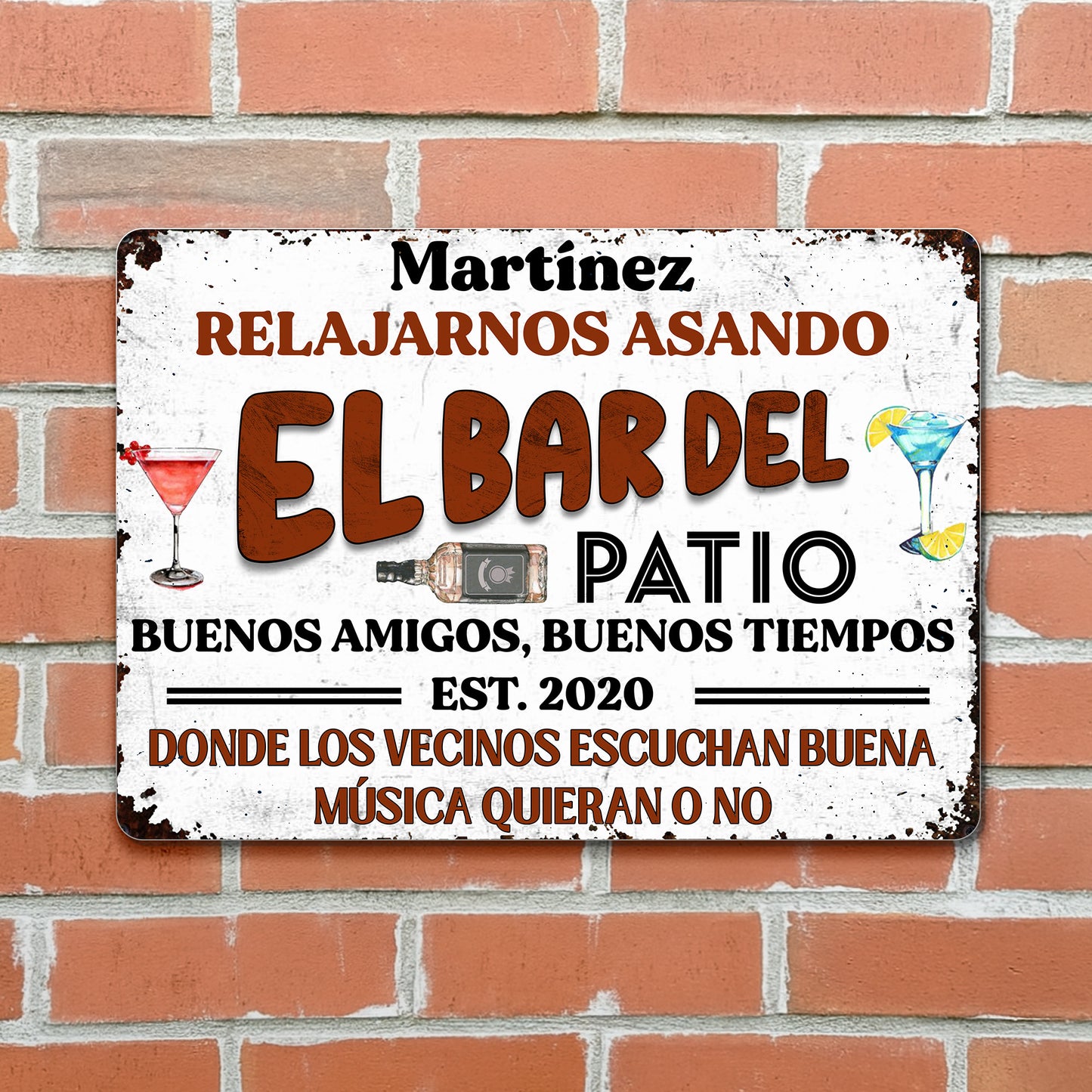 Relajarnos Asando El Bar Del Patio, Summer Gatherings - Panneau métallique personnalisé - HSB052_MSIGN