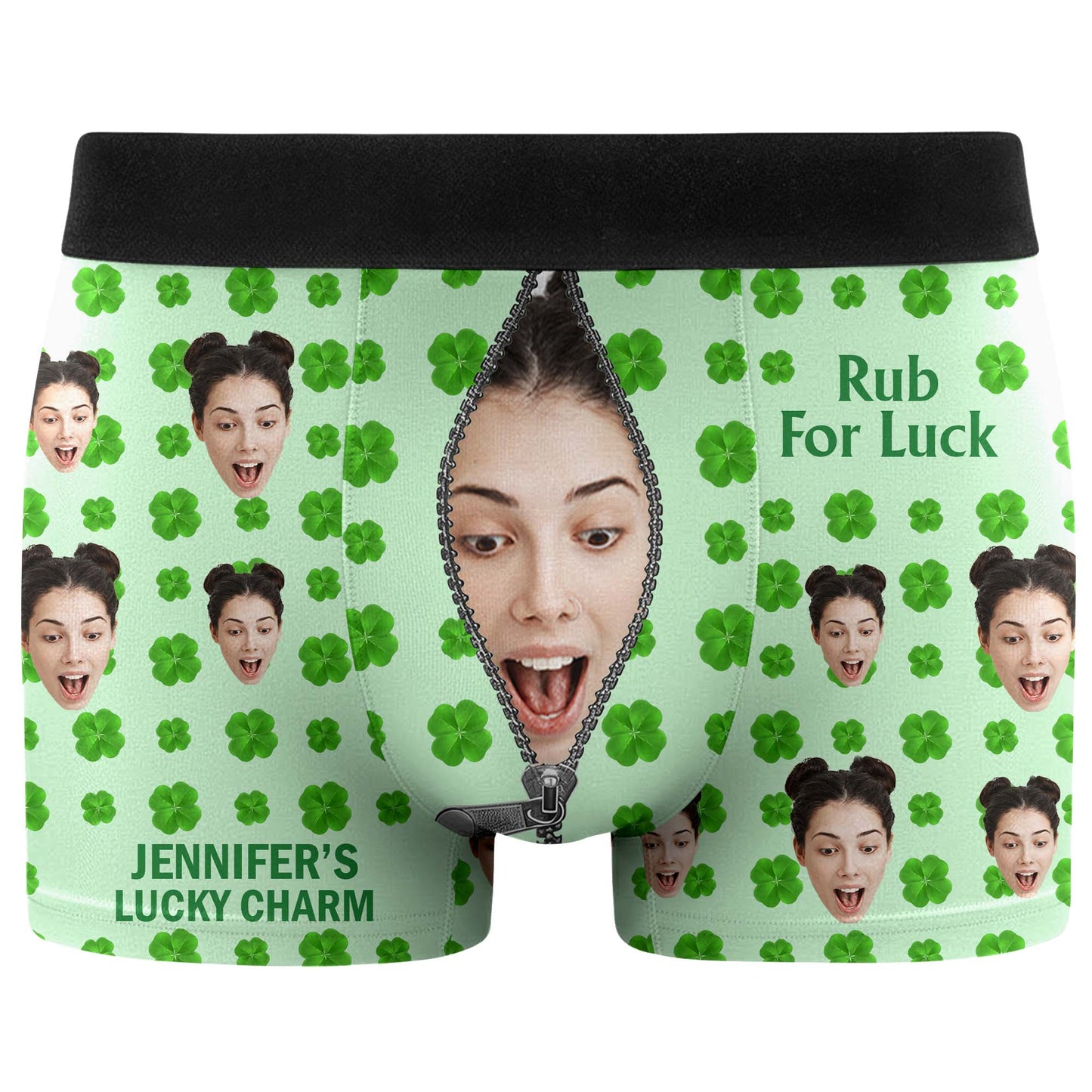 Rub For Luck Lucky Charm Clover And Zipper Face Photo