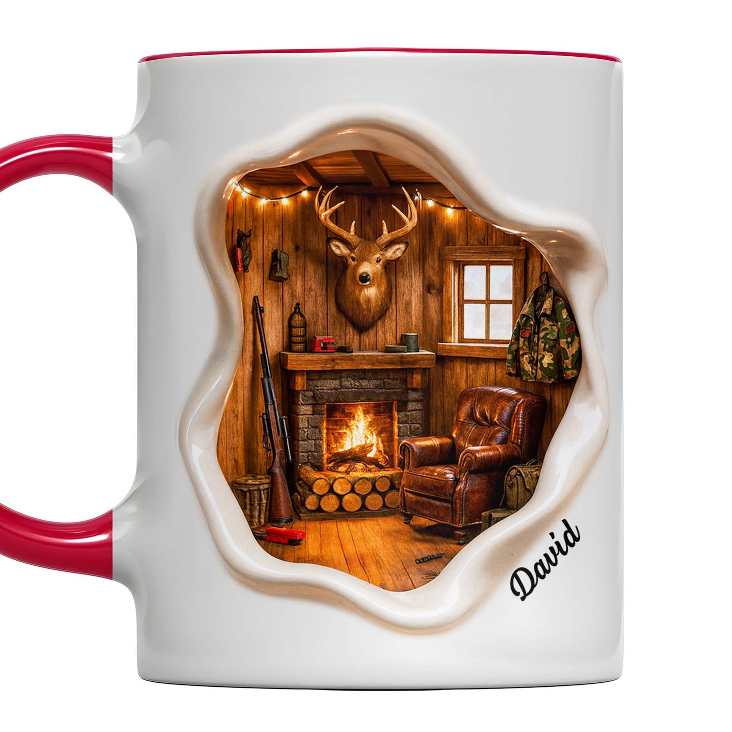 Cozy Cabin Retreat, Fireplace And Deer Head Design