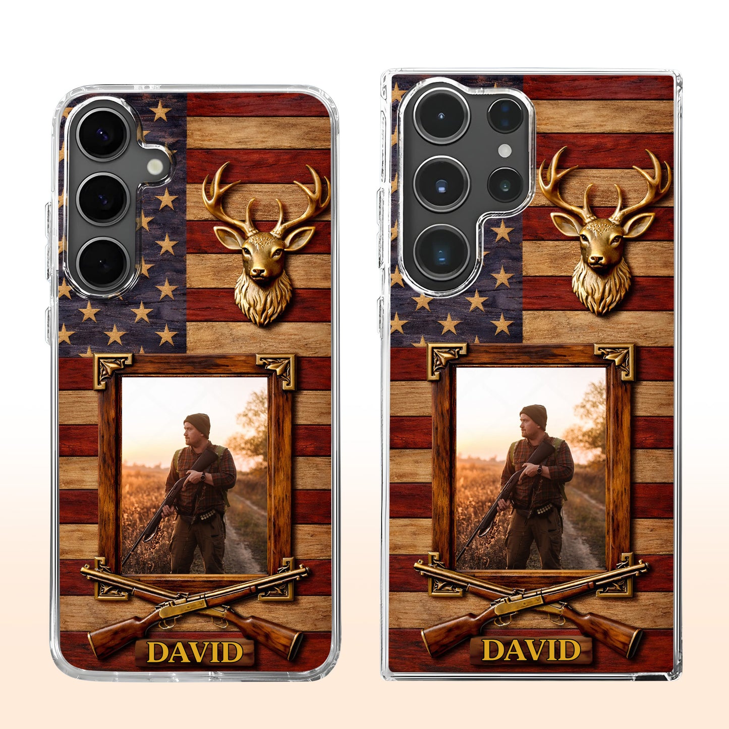 A Hunter's Pride American Flag Deer Head And Rifles